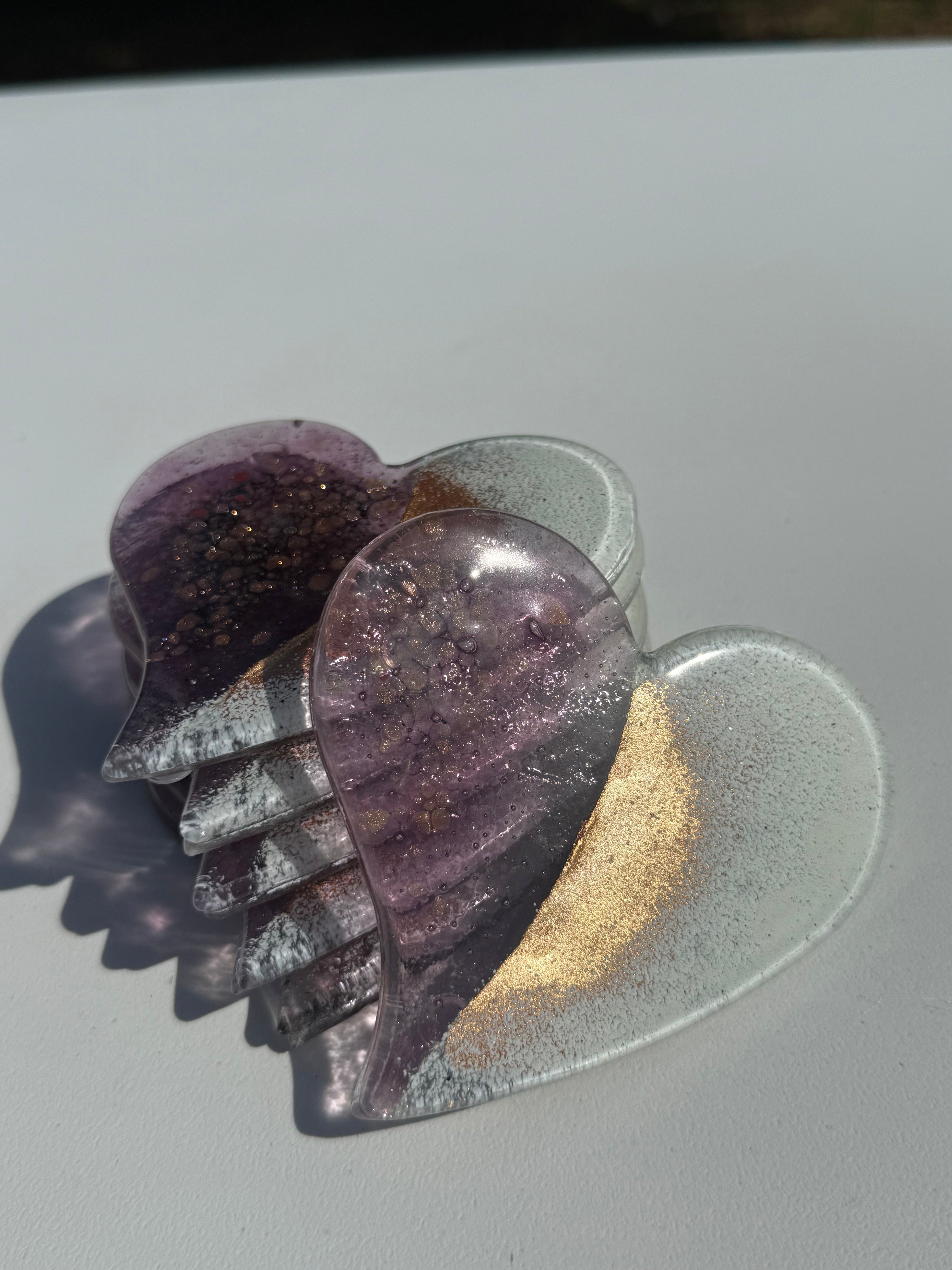 Thira Mauve Glass Coasters (Heart)