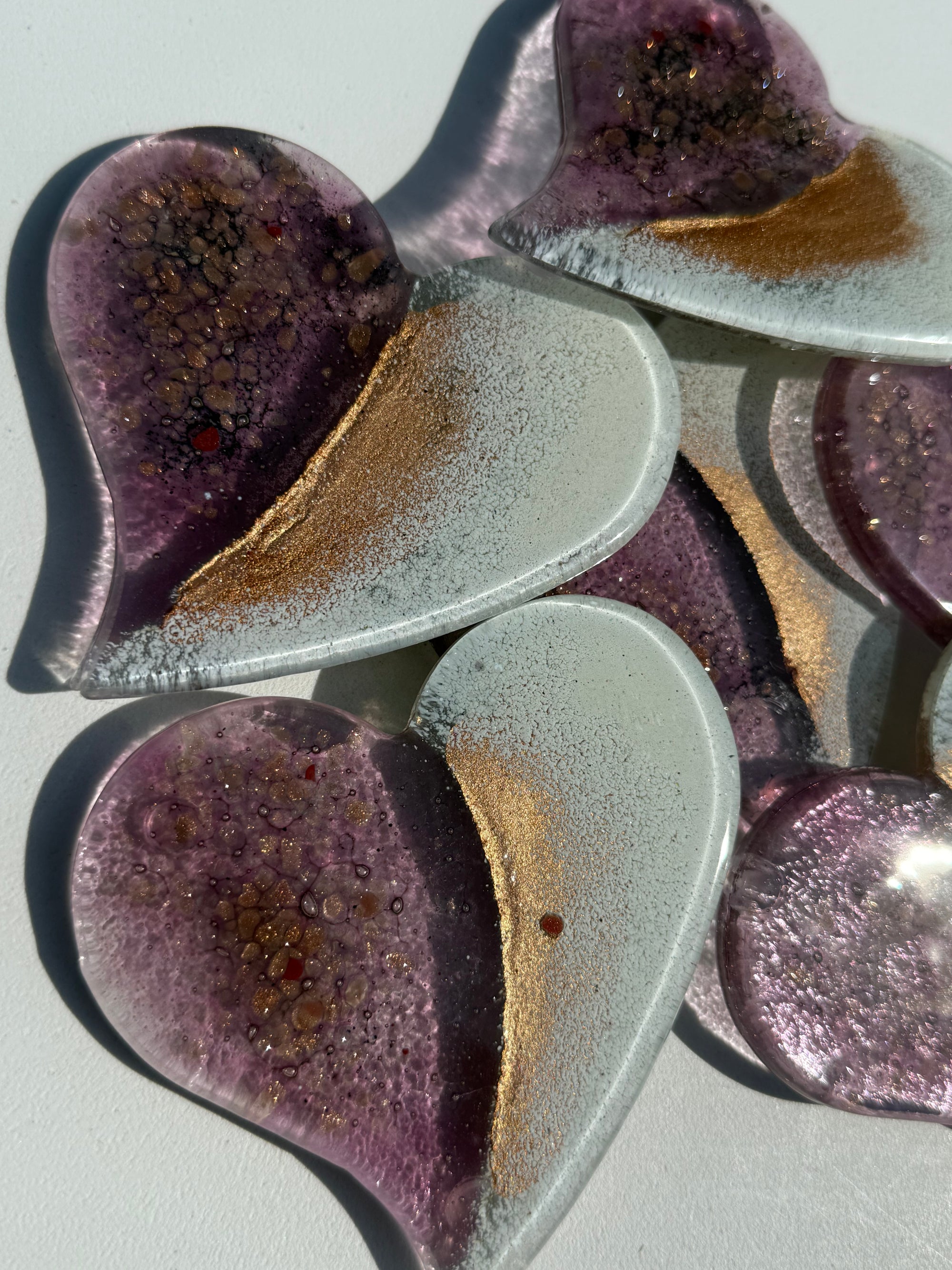 Thira Mauve Glass Coasters (Heart)