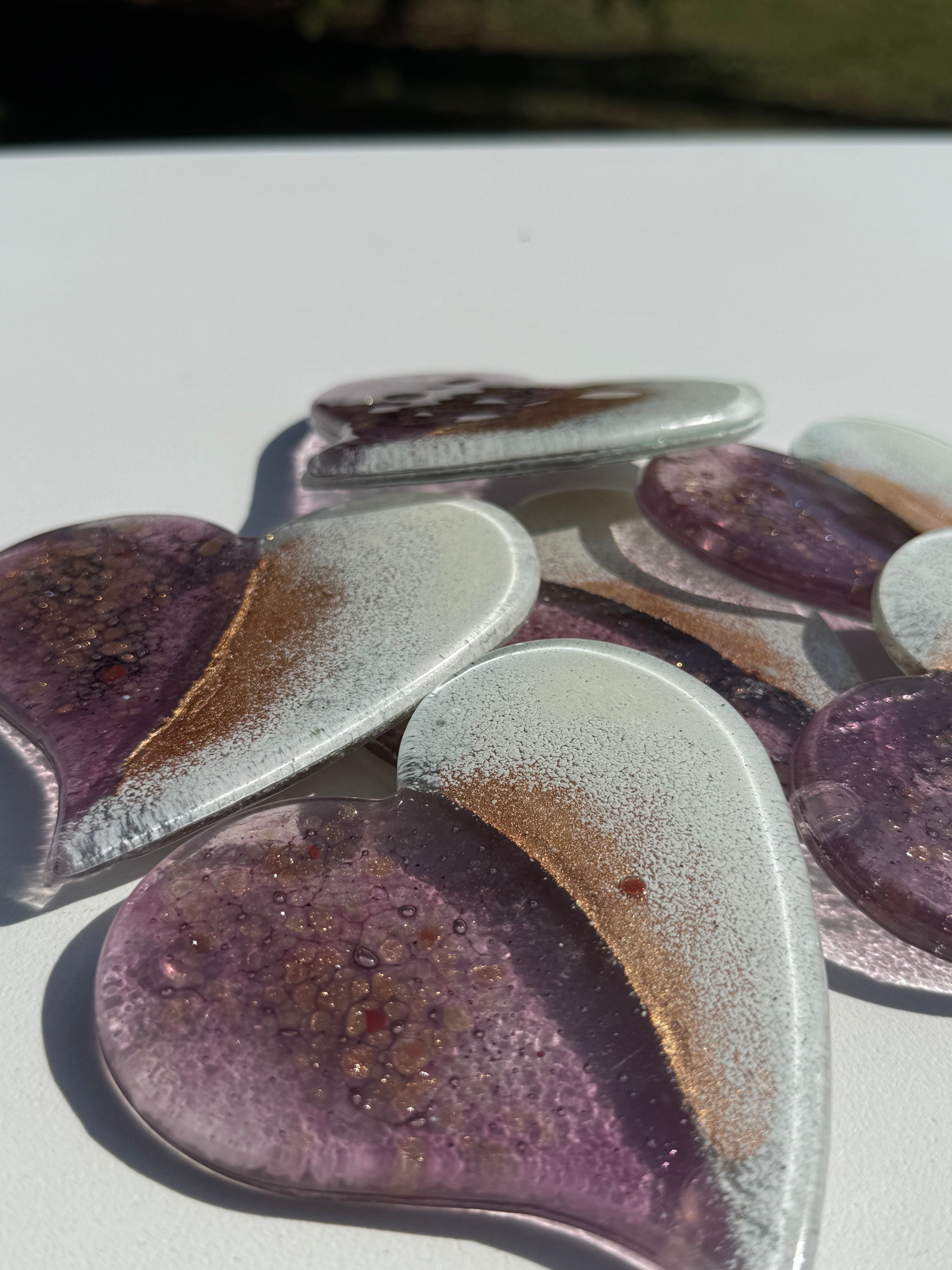 Thira Mauve Glass Coasters (Heart)