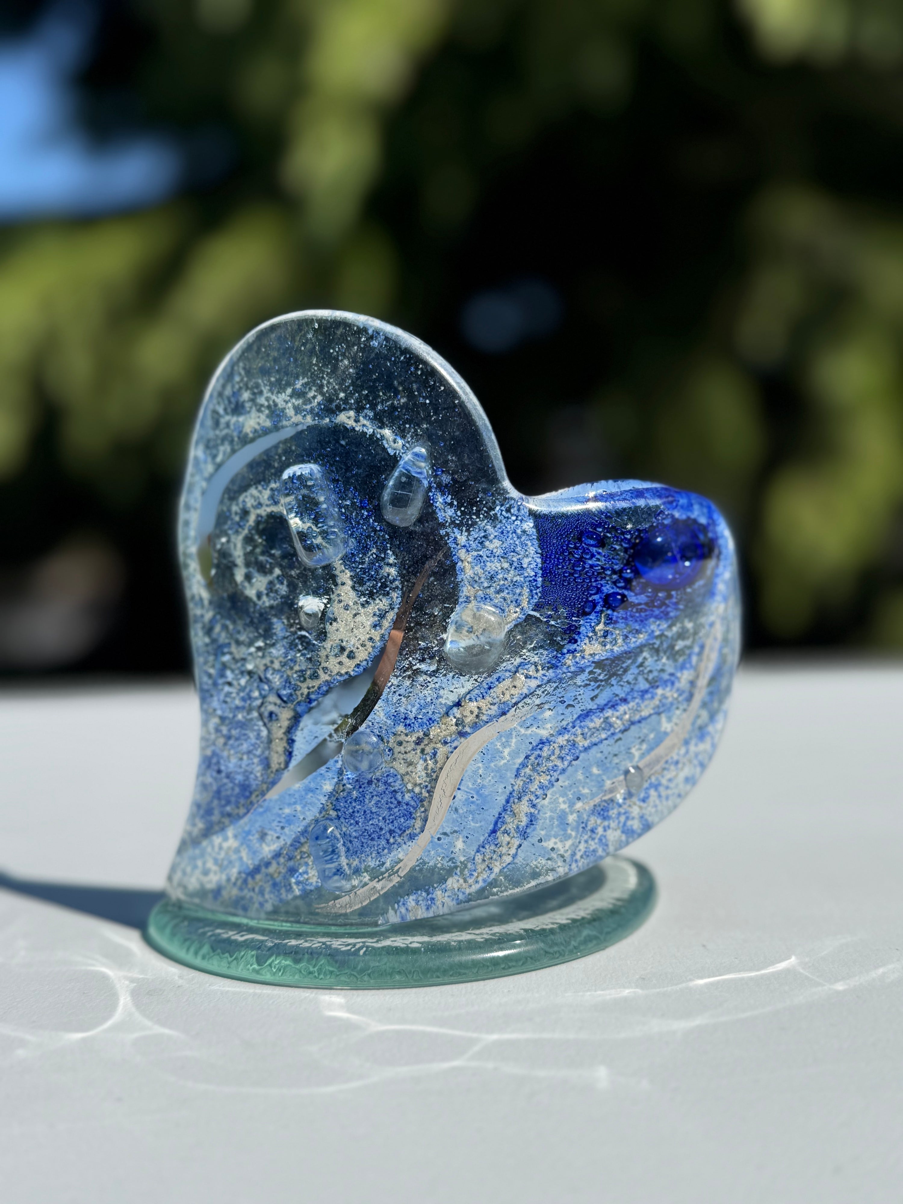 Crystal Blue Heart Shaped Tealight Holder