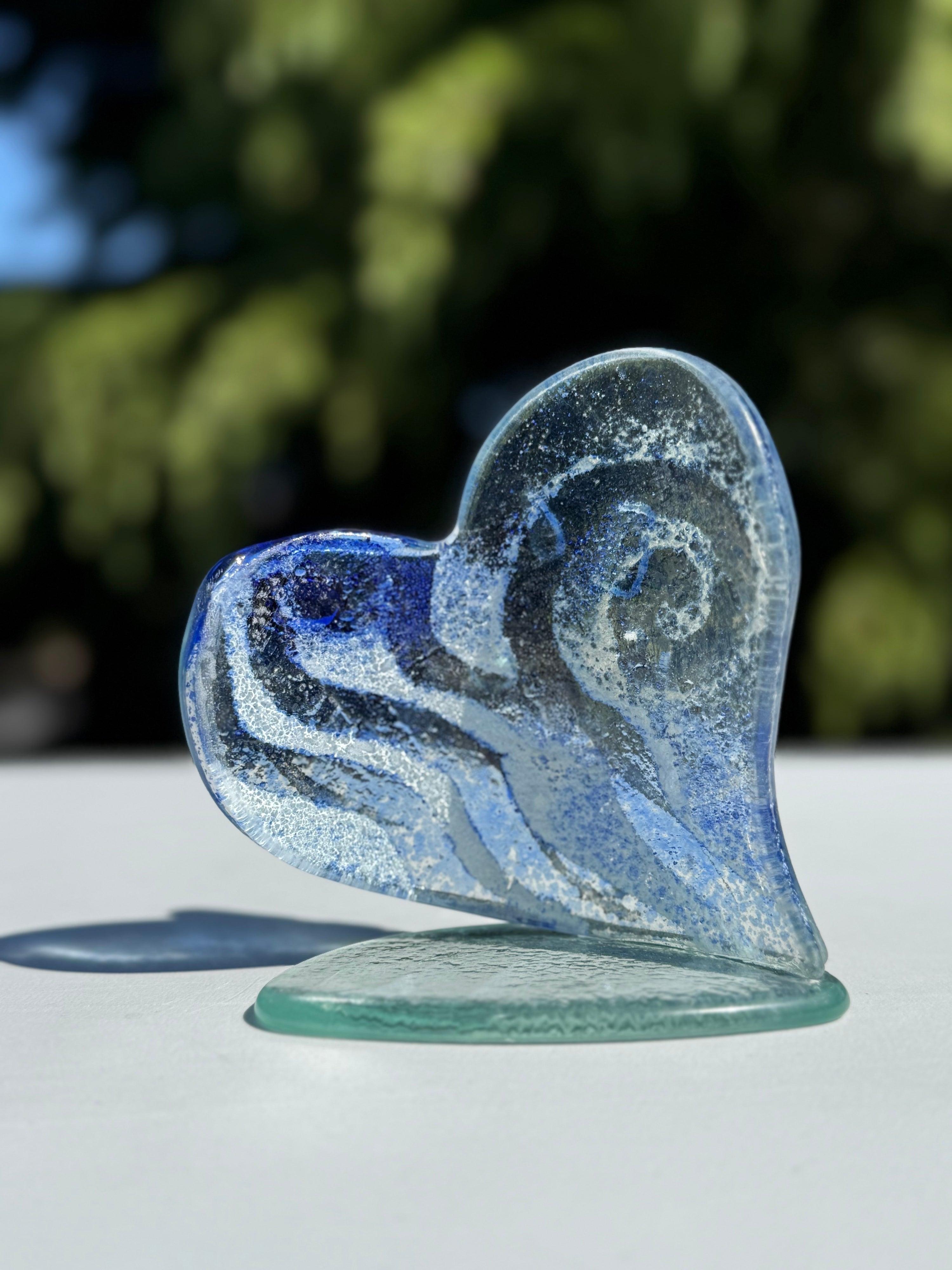 Crystal Blue Heart Shaped Tealight Holder