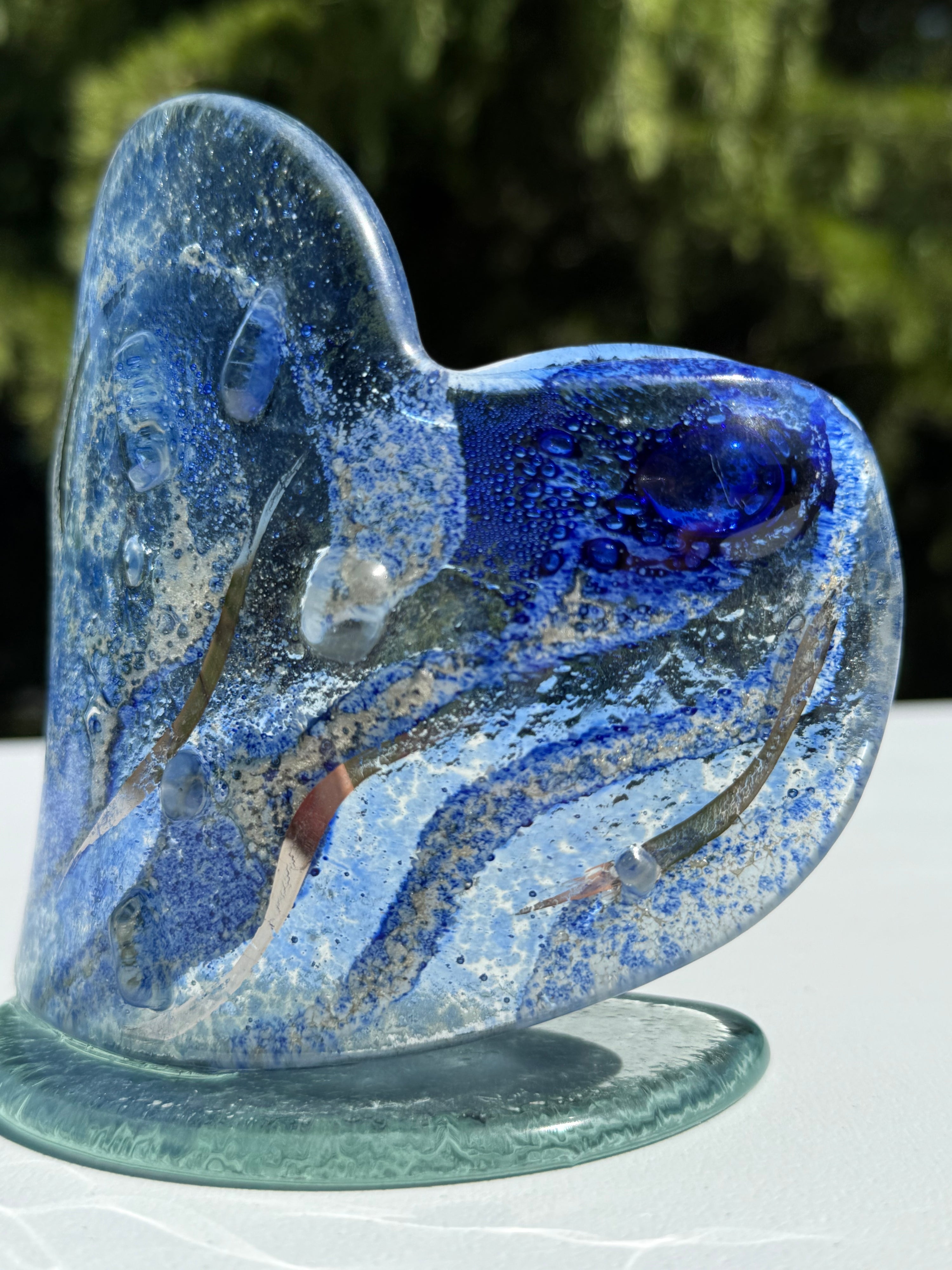 Crystal Blue Heart Shaped Tealight Holder