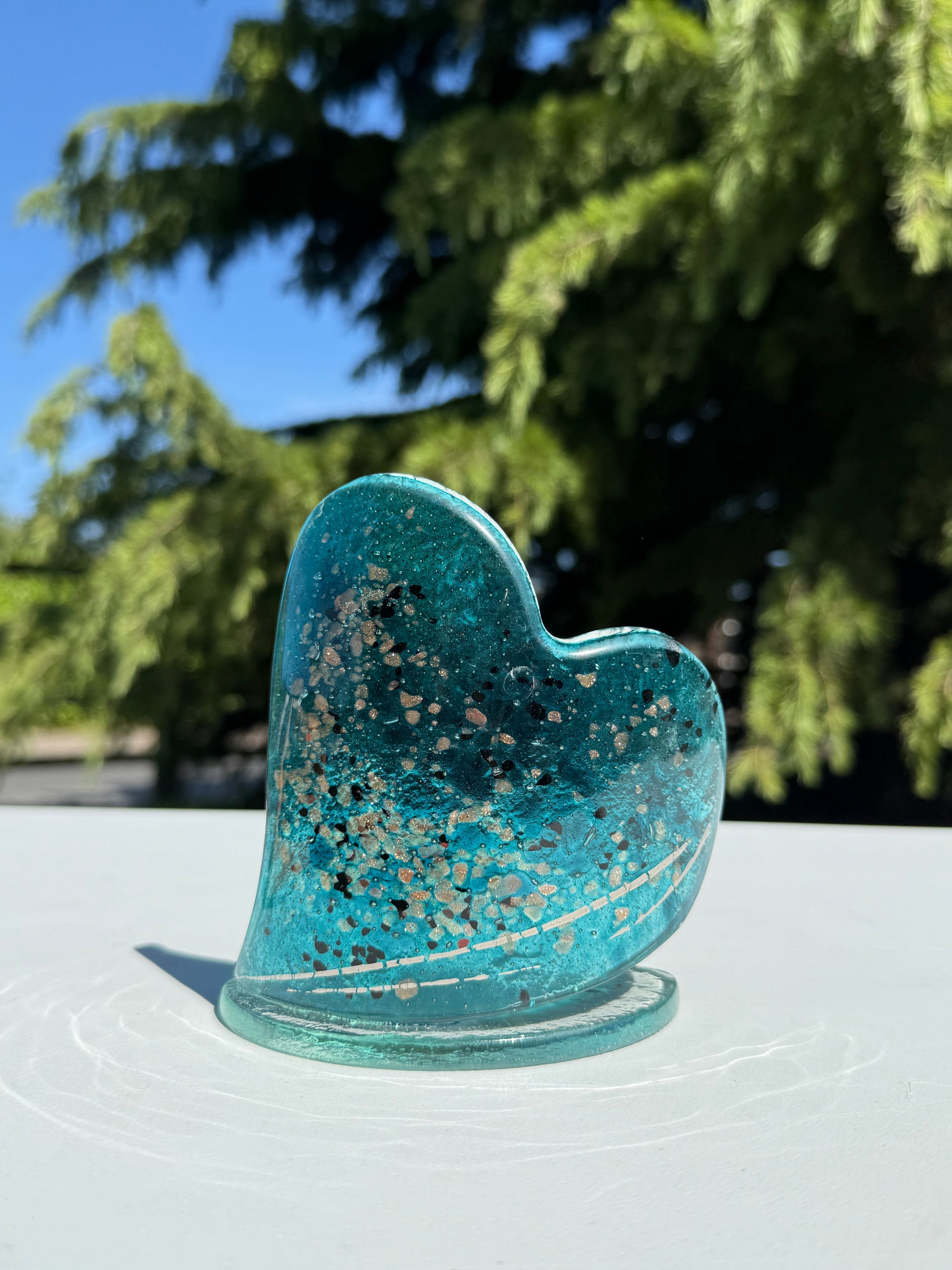 Aqua & Platinum Heart Shaped Tealight Holder
