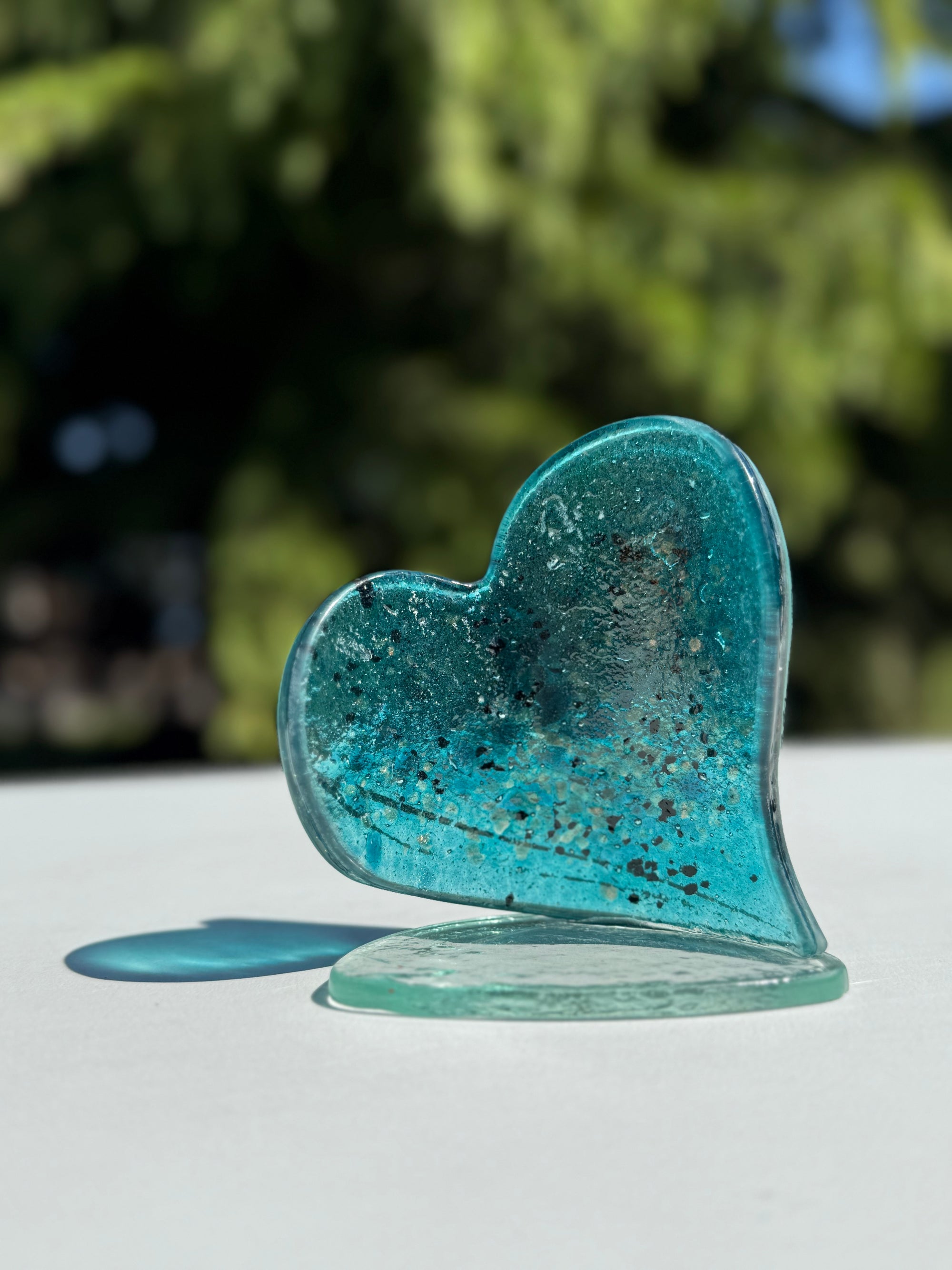 Aqua & Platinum Heart Shaped Tealight Holder