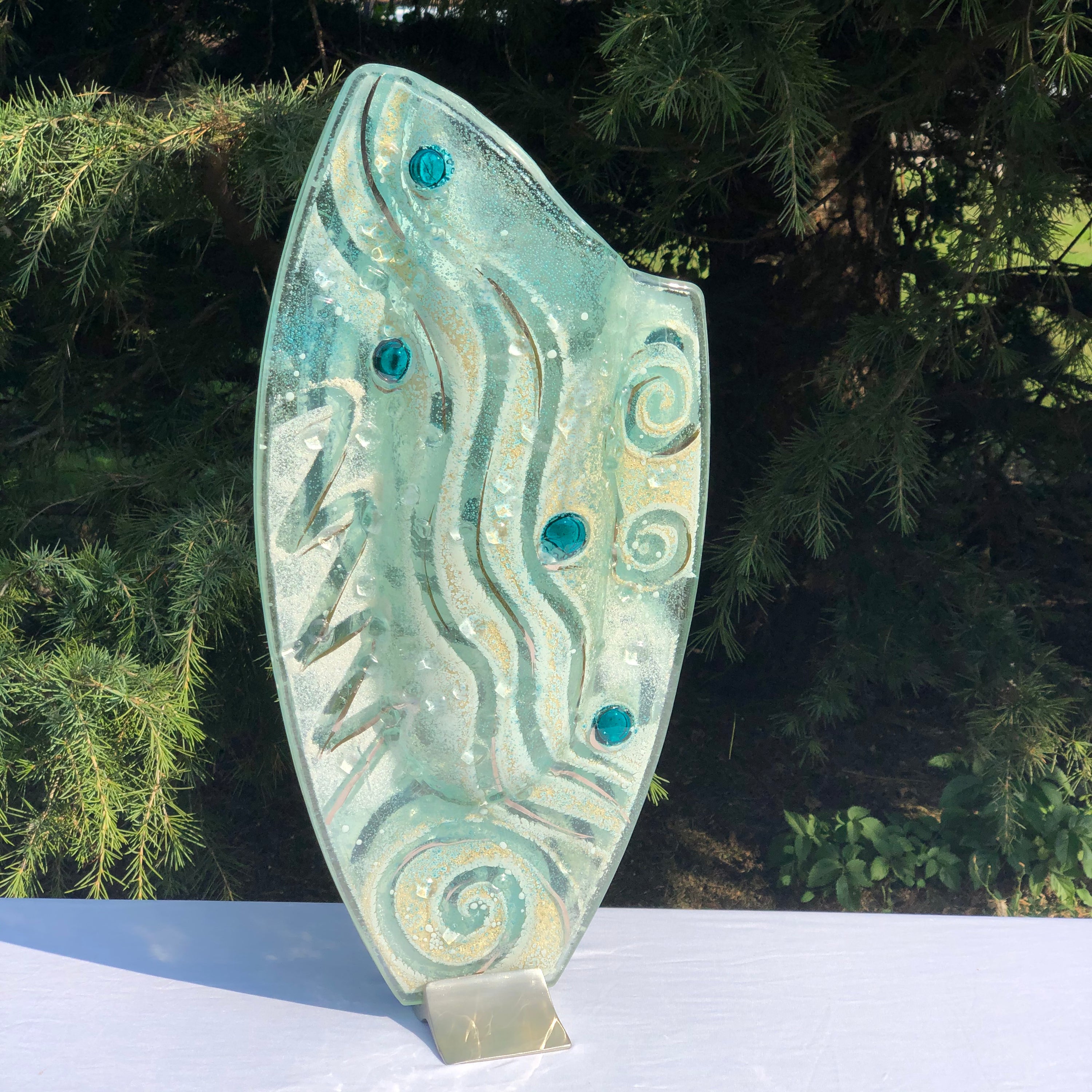 Crystal Aqua Oval Vase