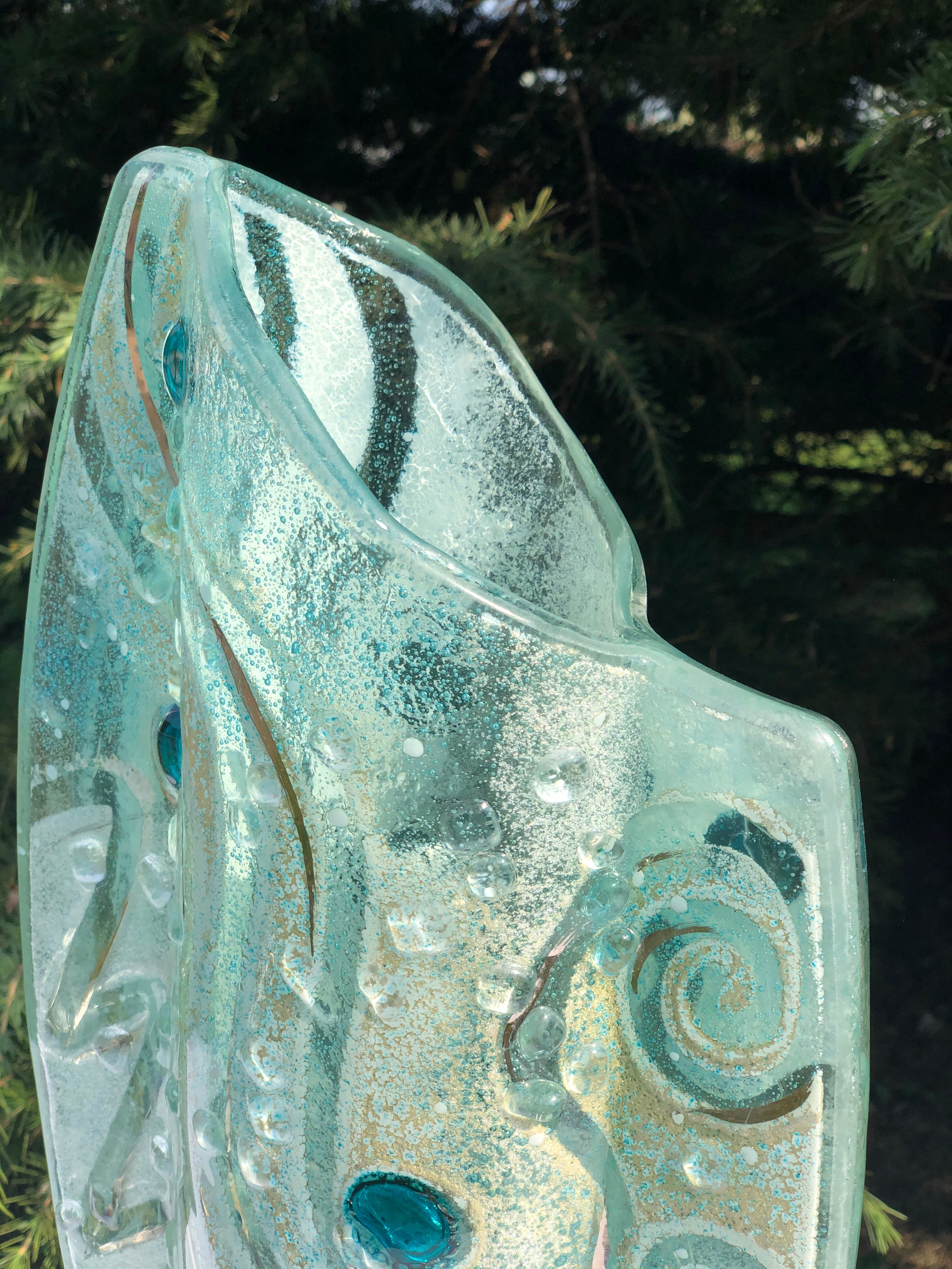 Crystal Aqua Oval Vase