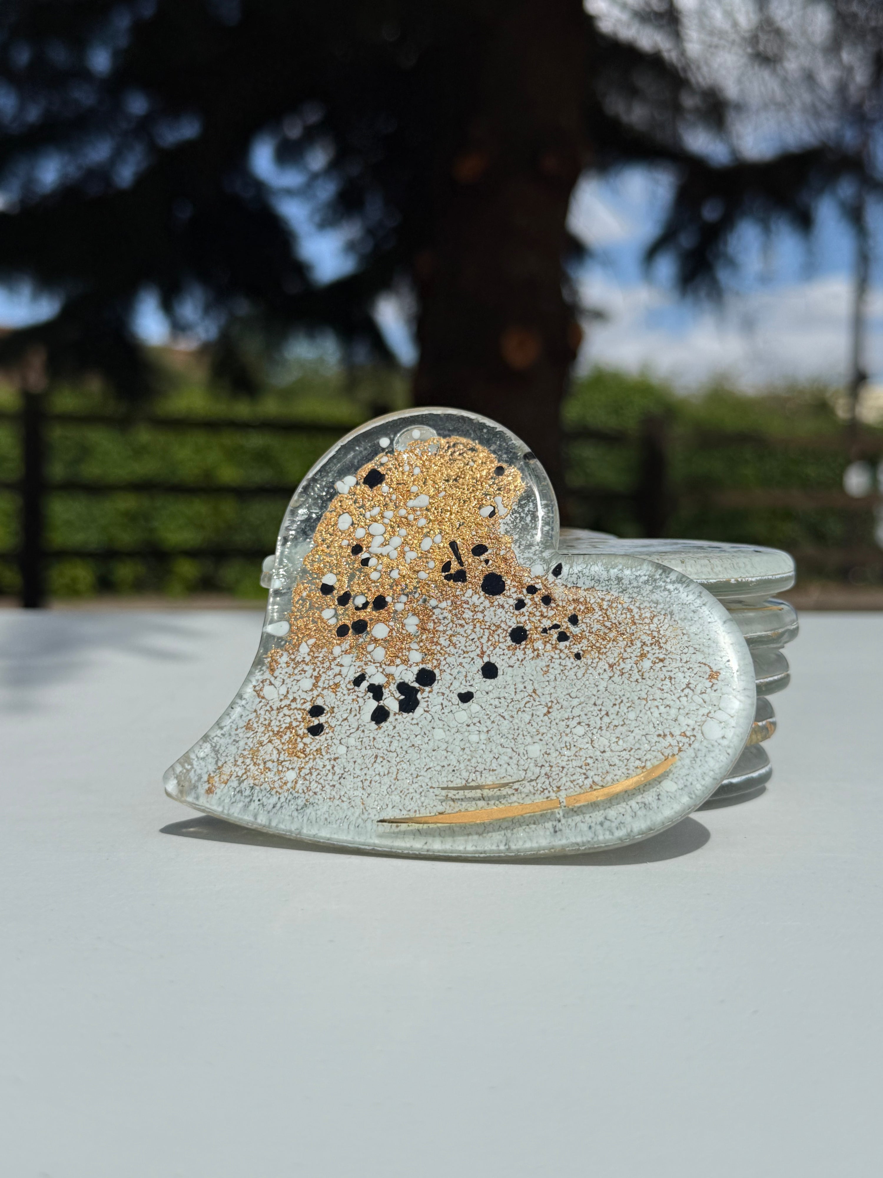 Golden Frost Heart Coaster
