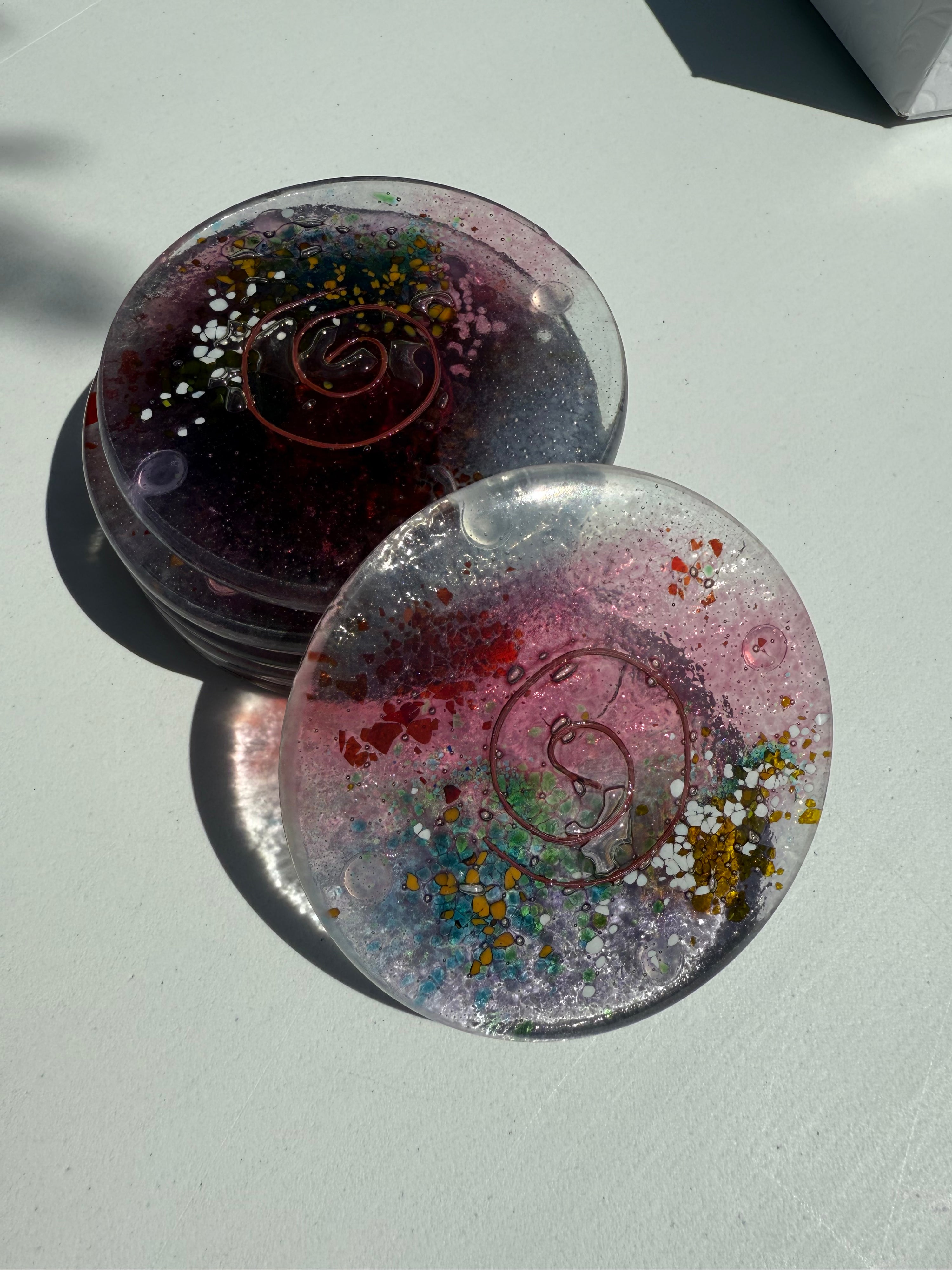 Tricolore Mauve Coasters (Round)