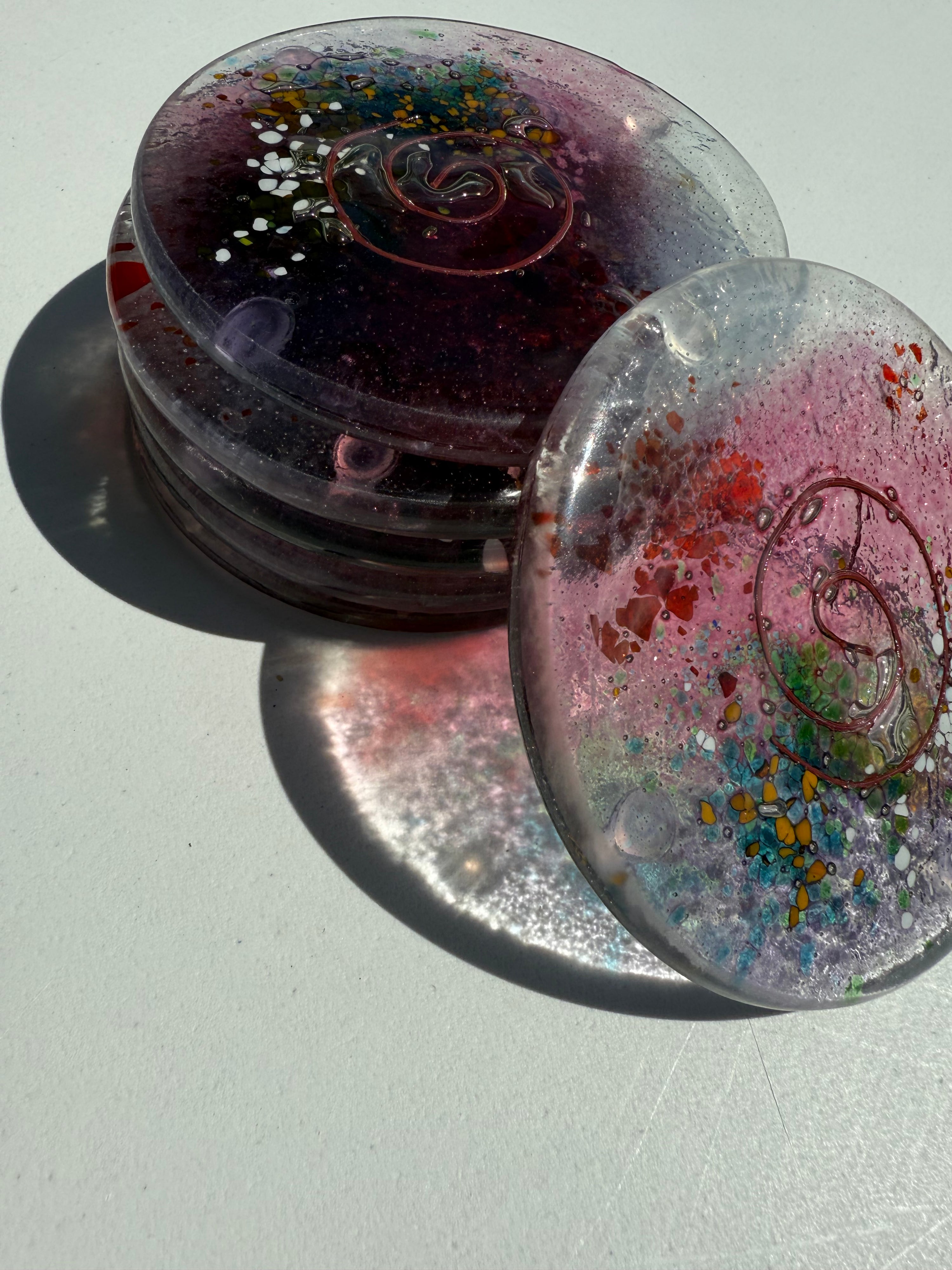 Tricolore Mauve Coasters (Round)