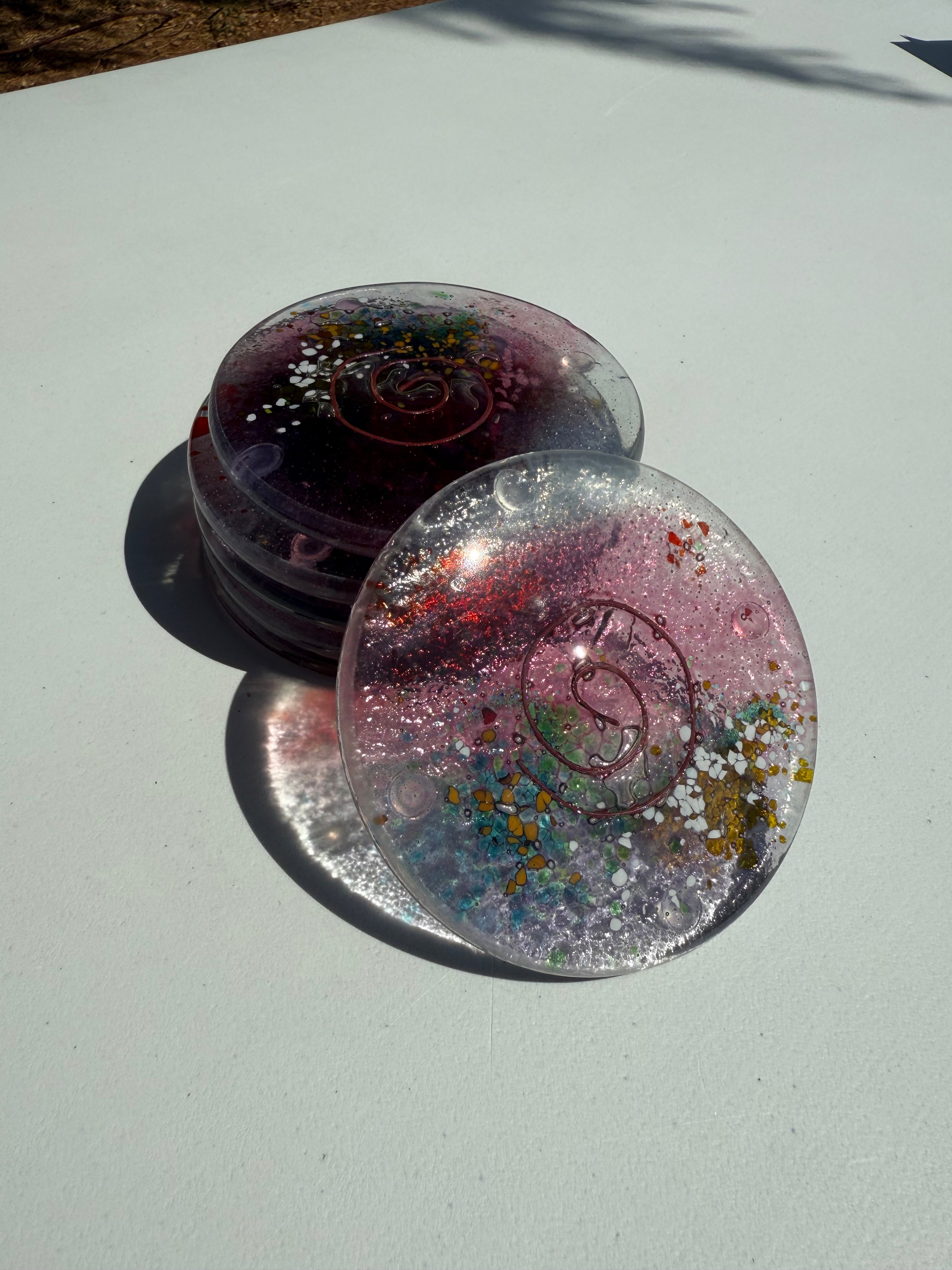 Tricolore Mauve Coasters (Round)