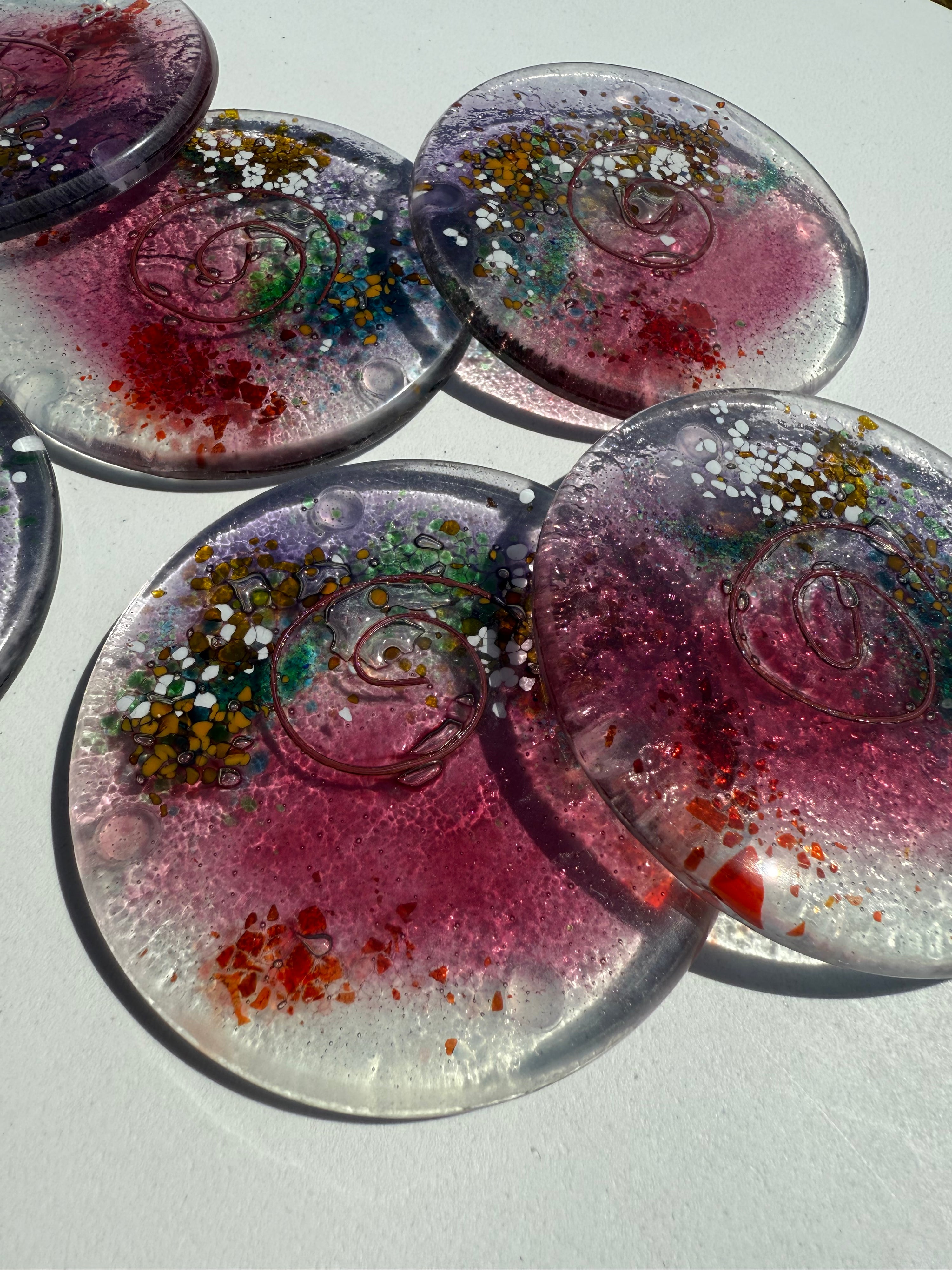 Tricolore Mauve Coasters (Round)