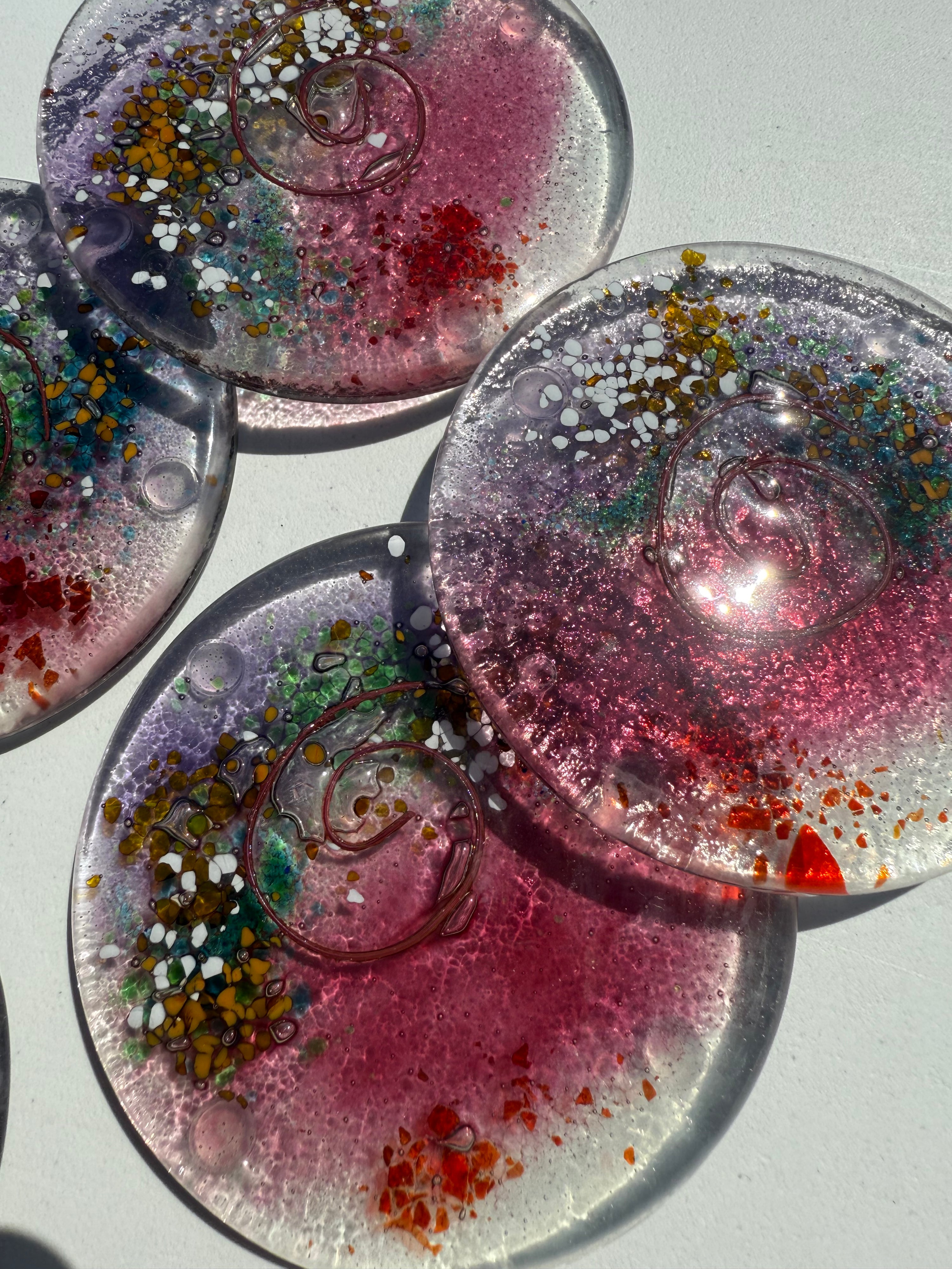 Tricolore Mauve Coasters (Round)