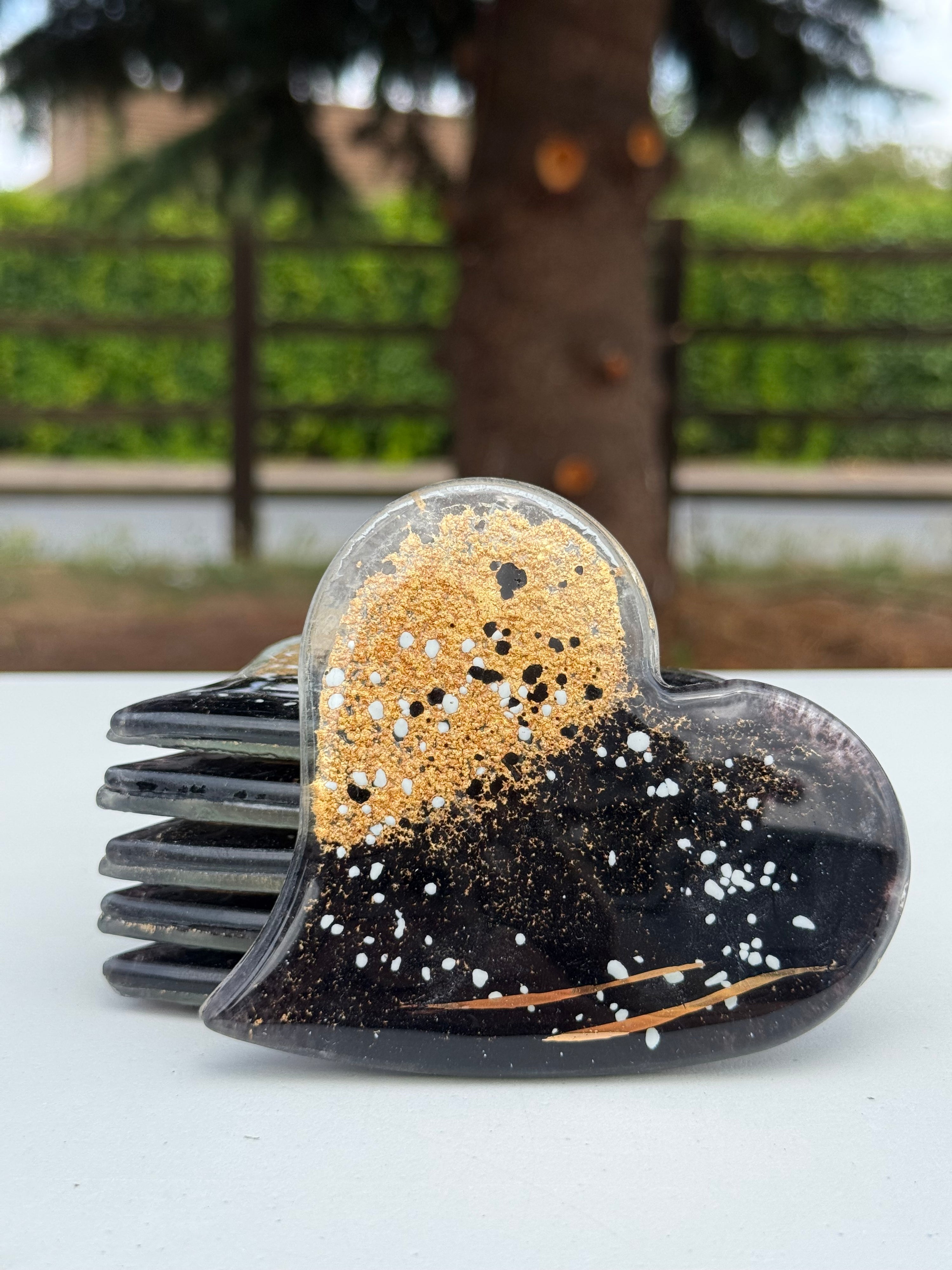 Black and Gold Coaster (Heart)