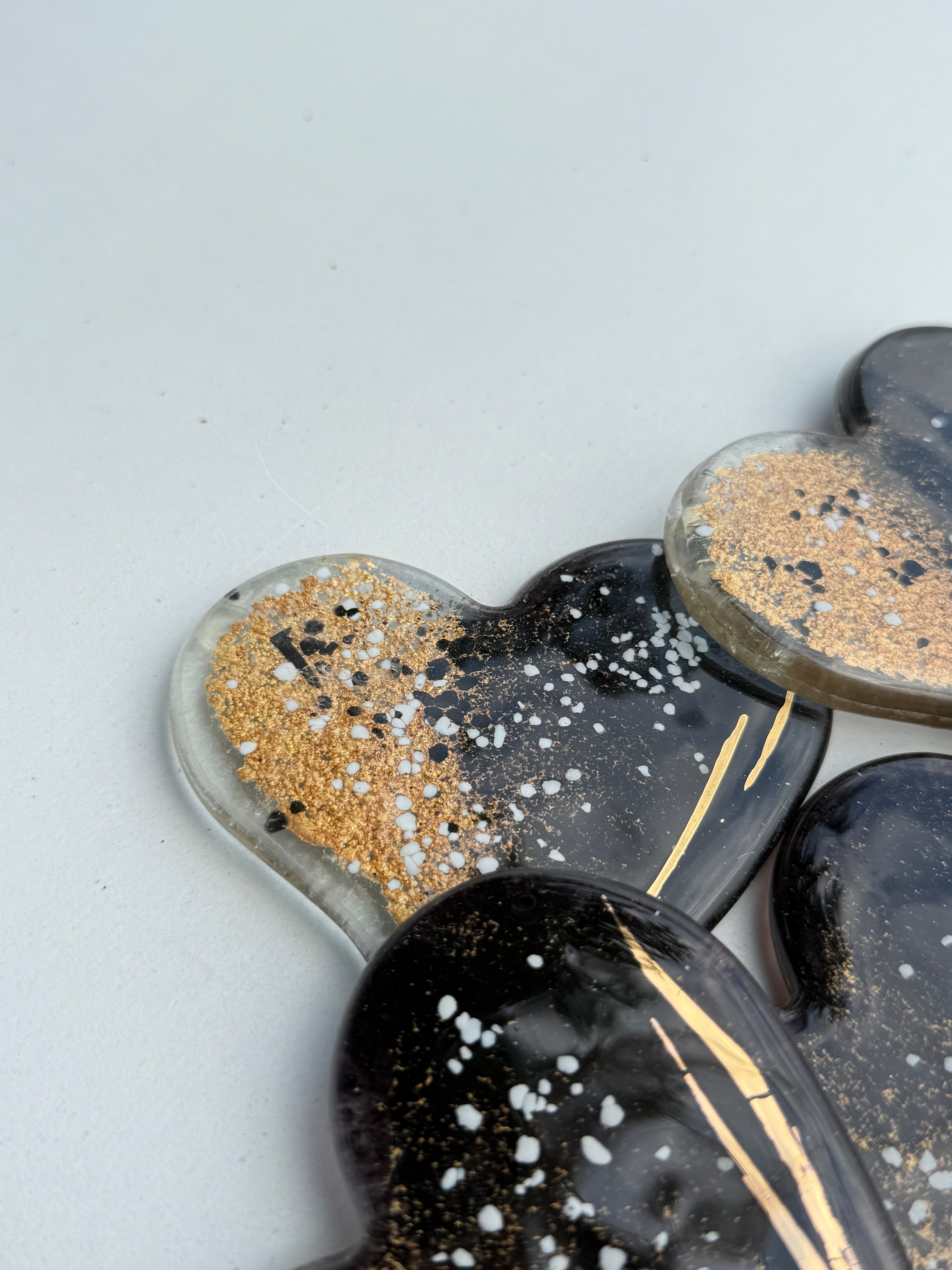 Black and Gold Coaster (Heart)