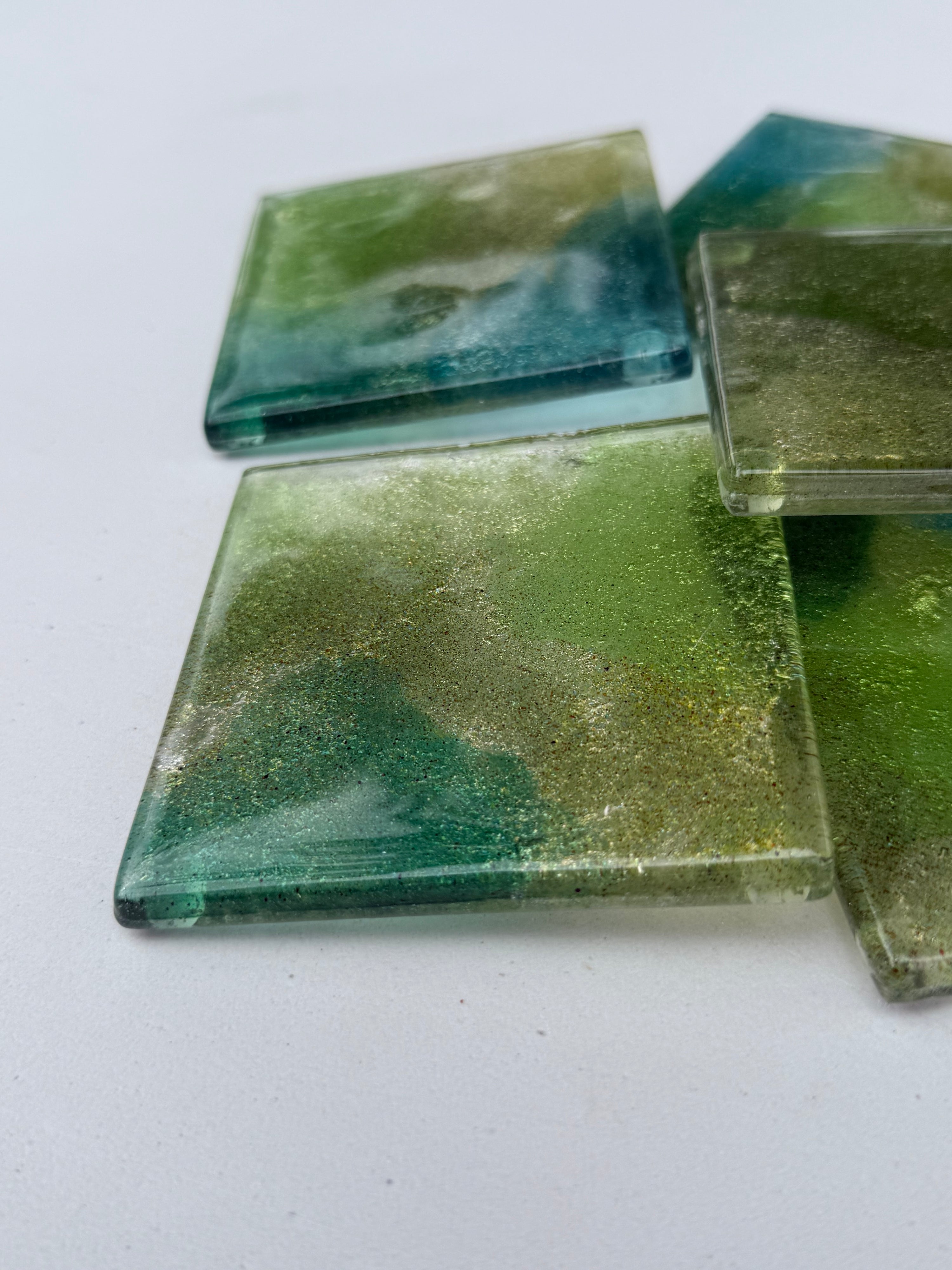 All Green Glass Coasters (Square)