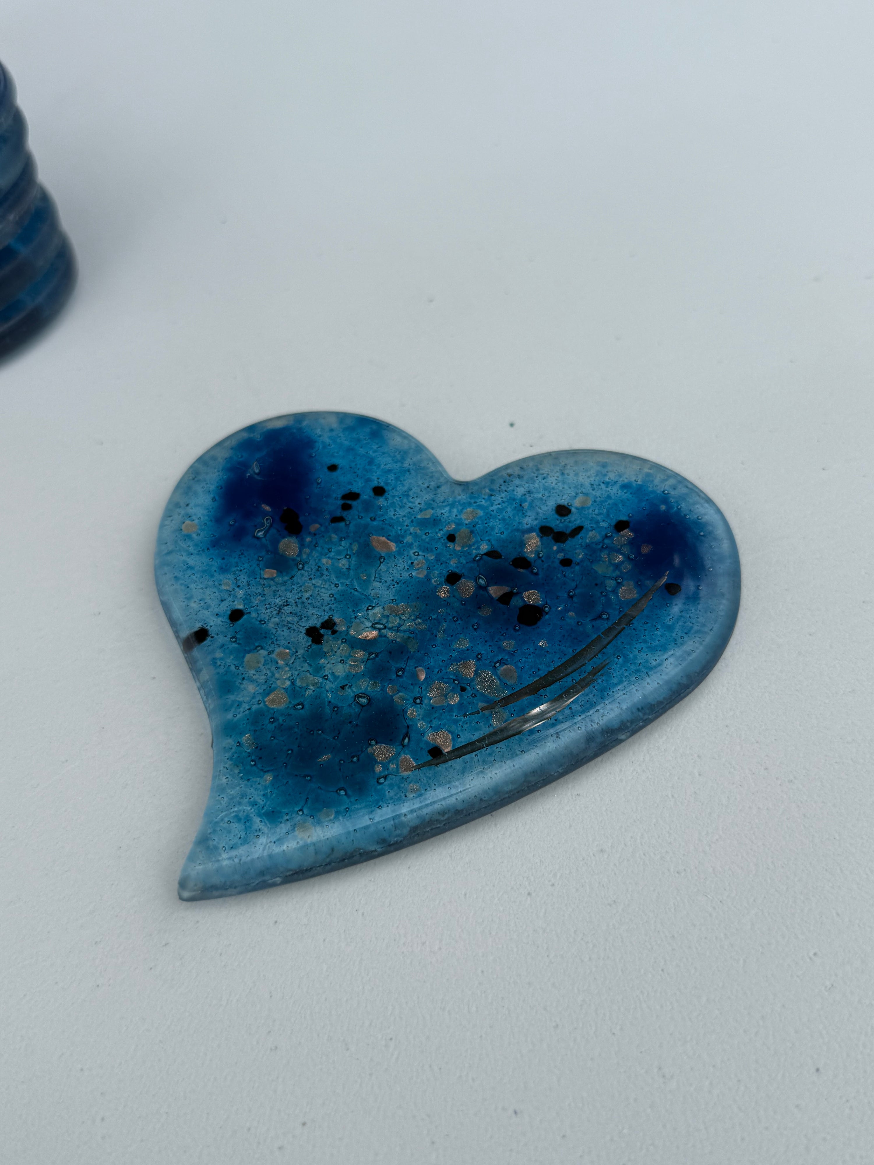 Blue & Platinum Glass Coasters (Heart)