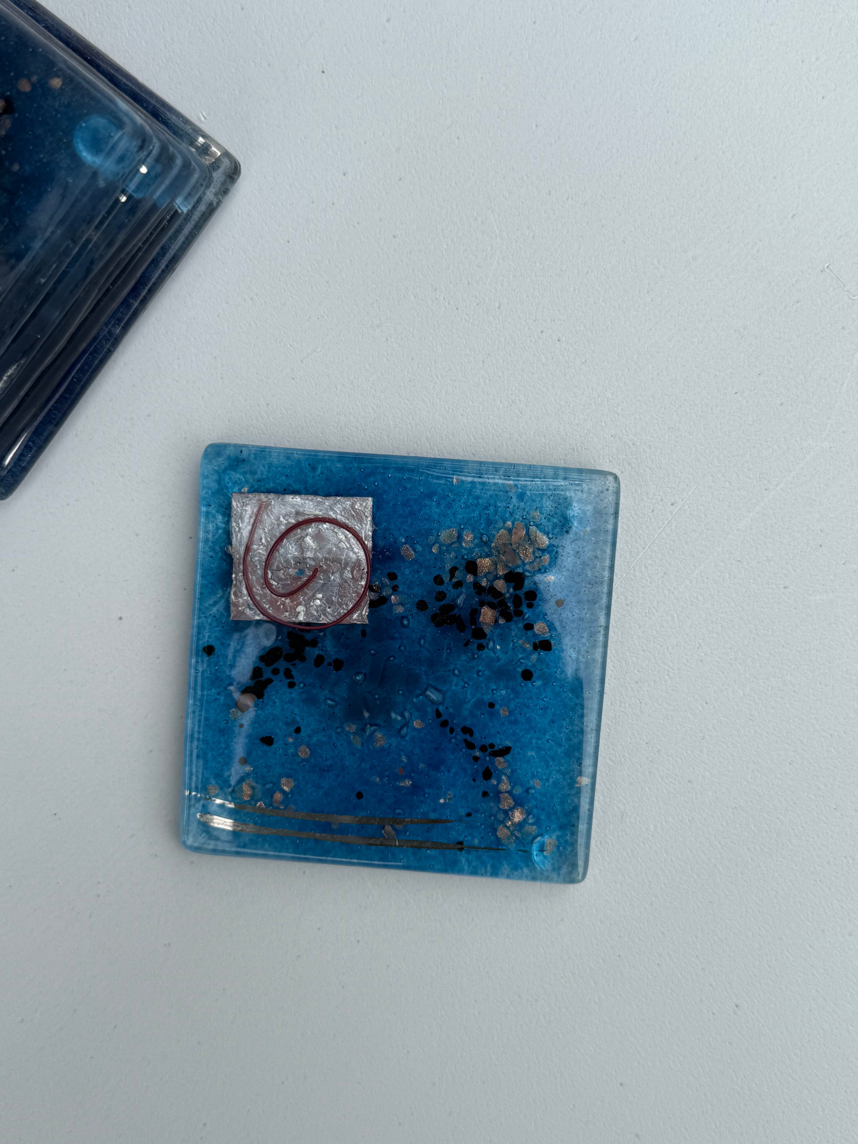 Blue & Platinum Glass Coasters (Square)