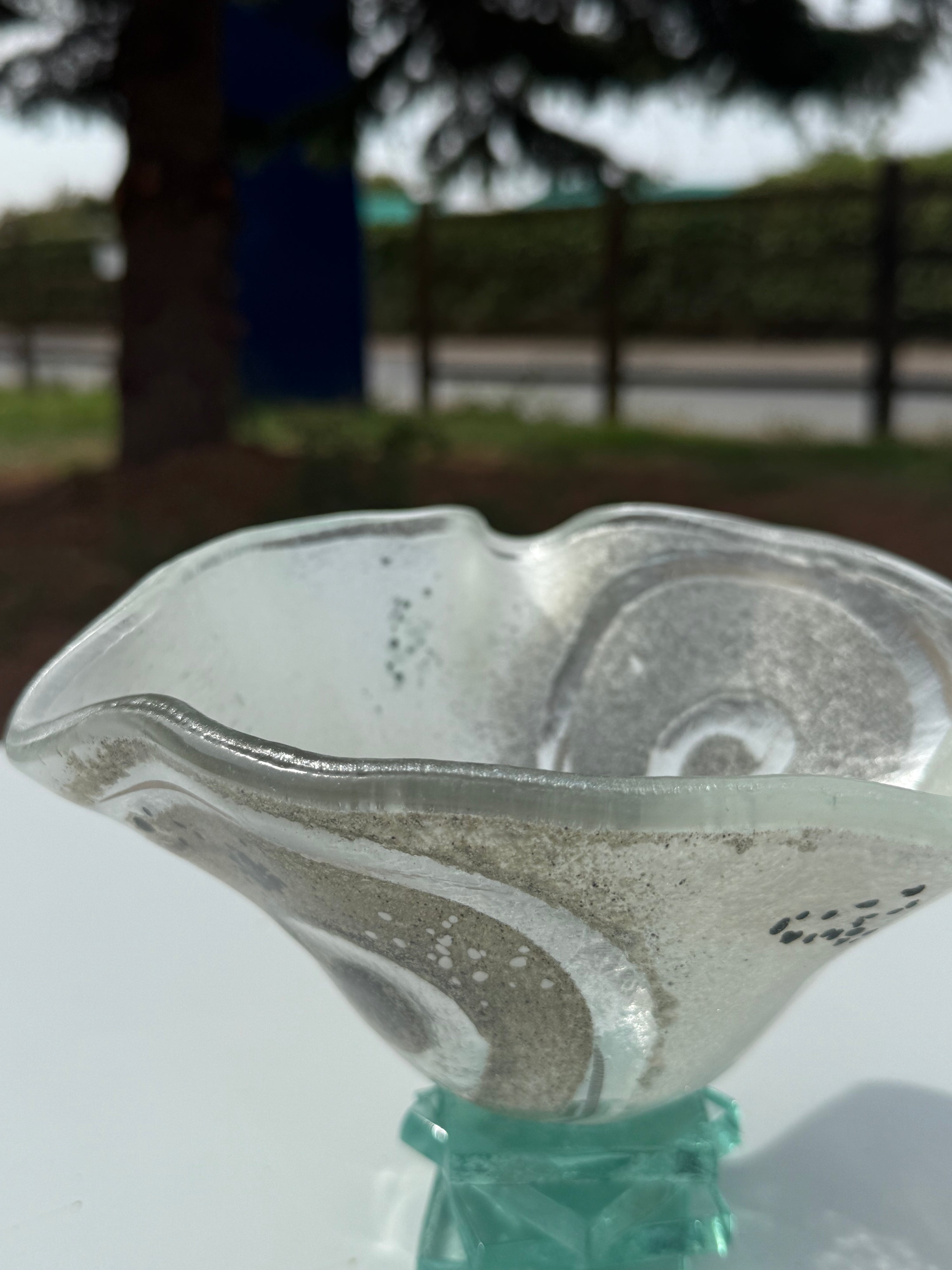 Platinum Bowl with Stacked Glass Stand