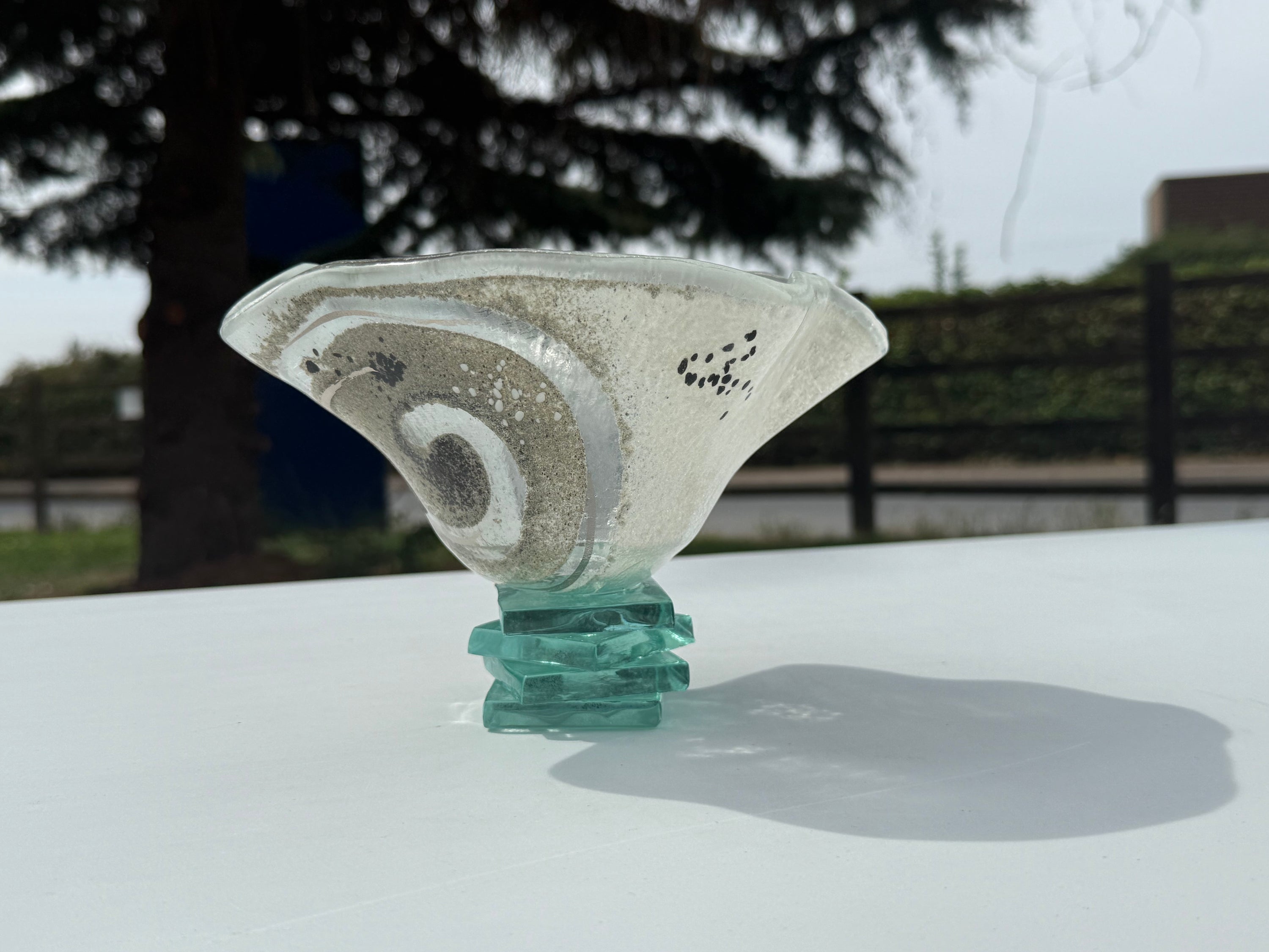 Platinum Bowl with Stacked Glass Stand