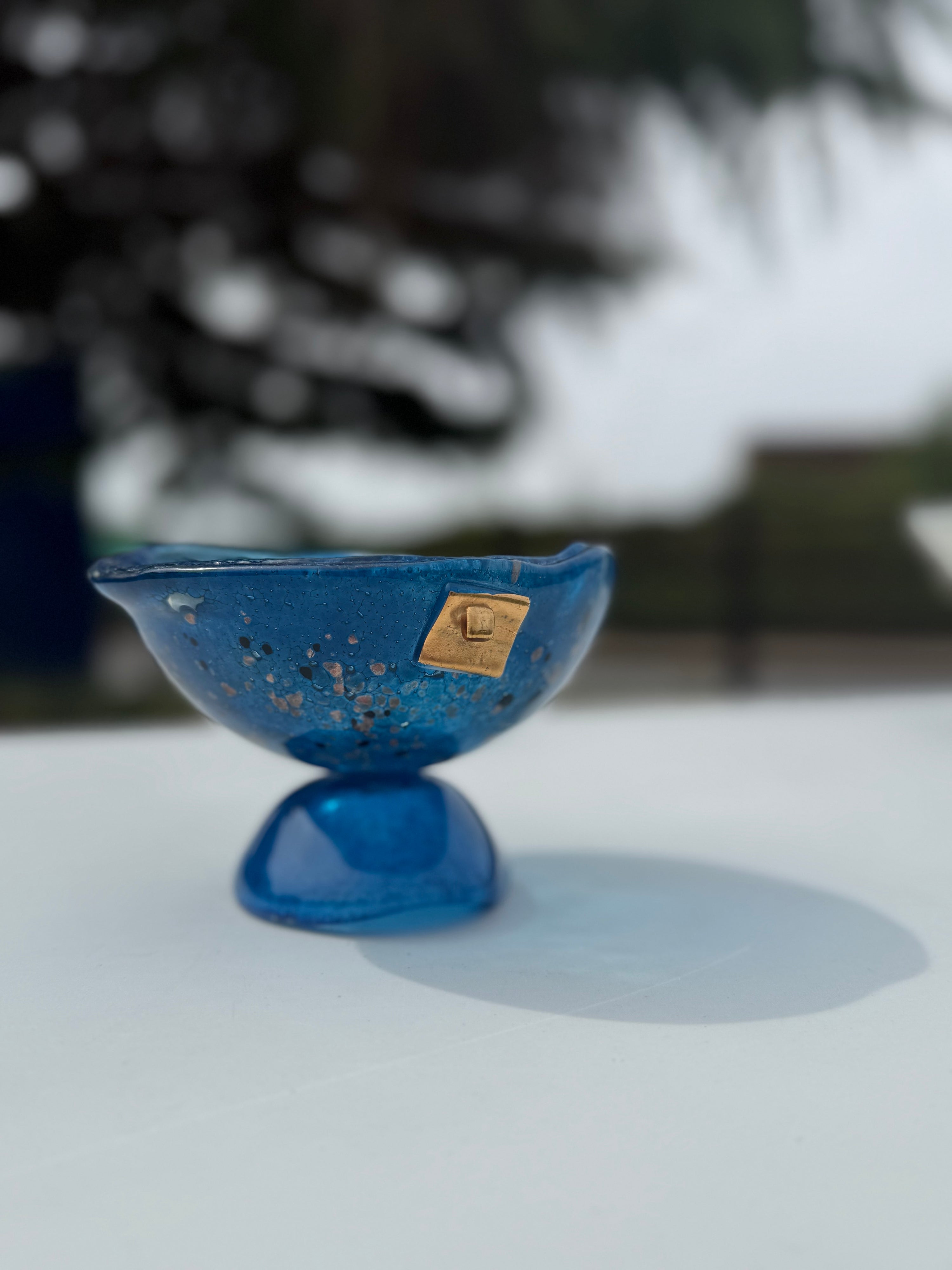 Blue & Platinum Glass Bonbon Dish