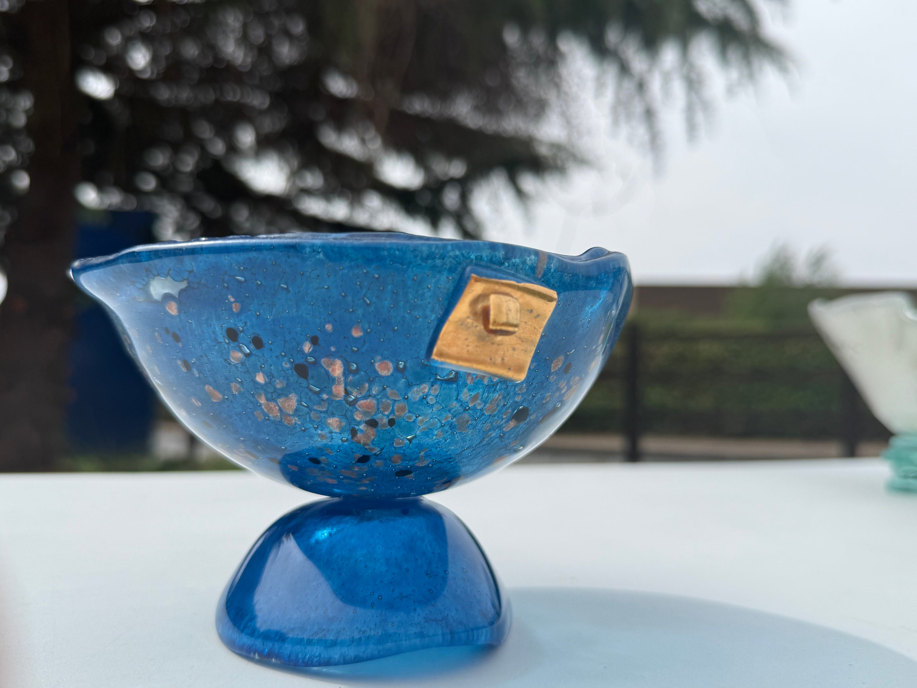 Blue & Platinum Glass Bonbon Dish