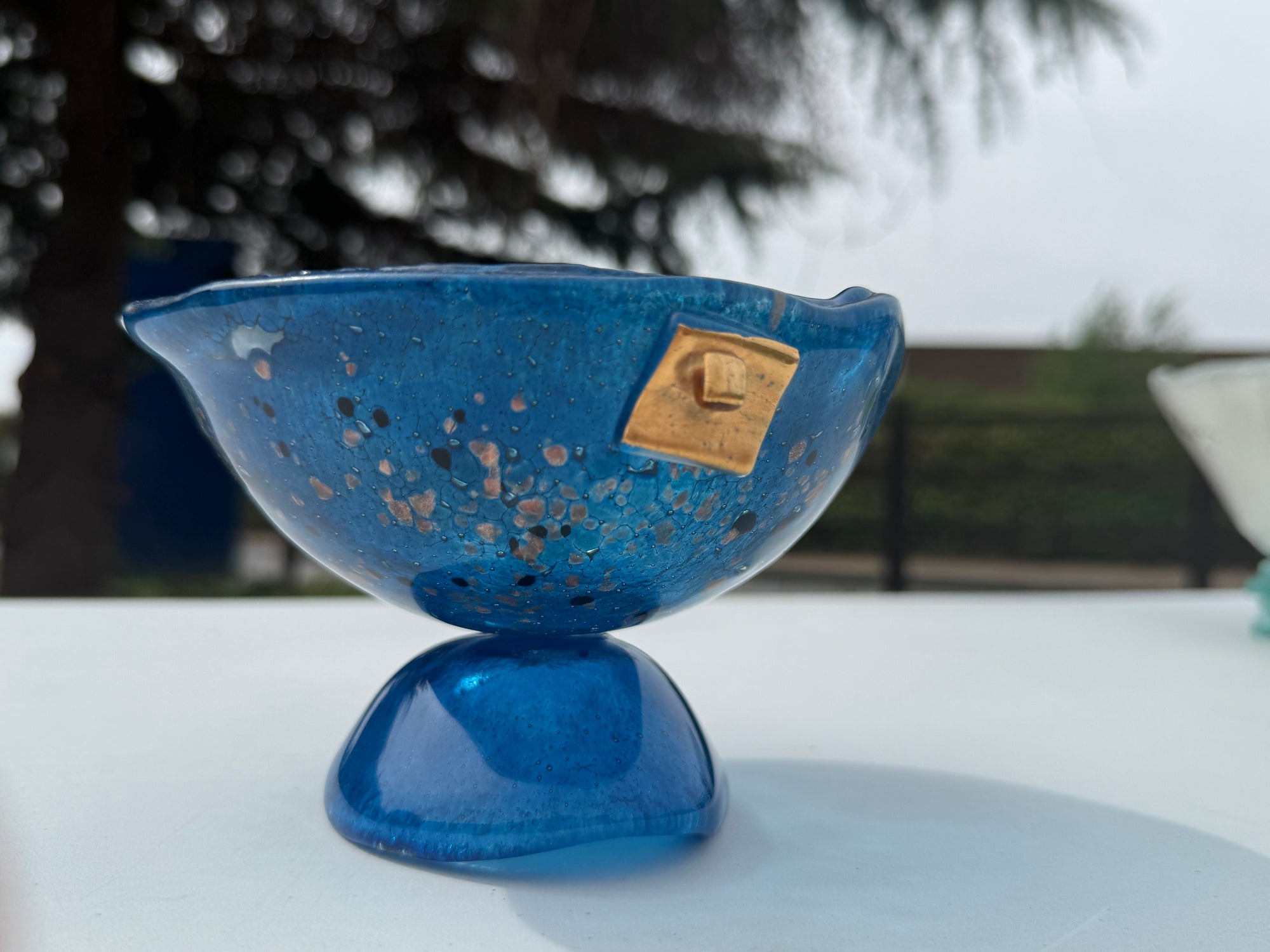 Blue & Platinum Glass Bonbon Dish