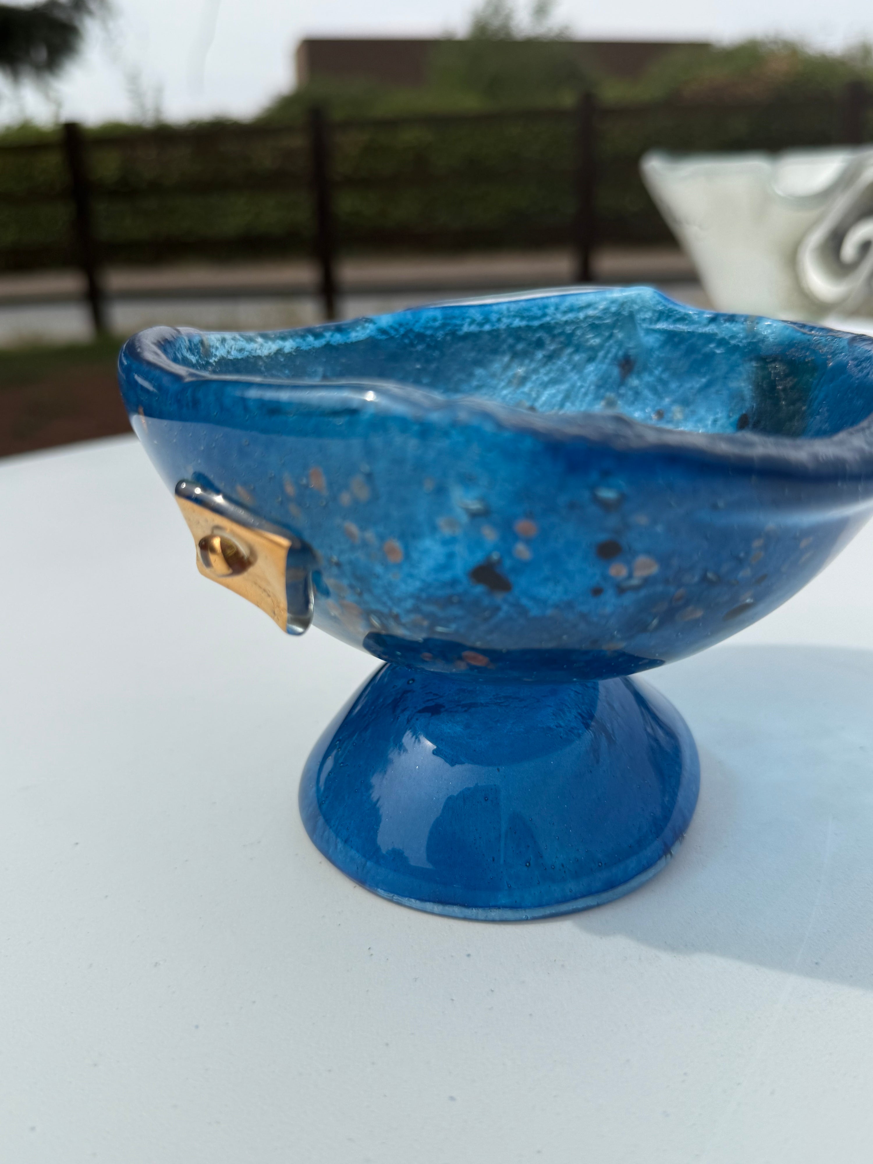 Blue & Platinum Glass Bonbon Dish