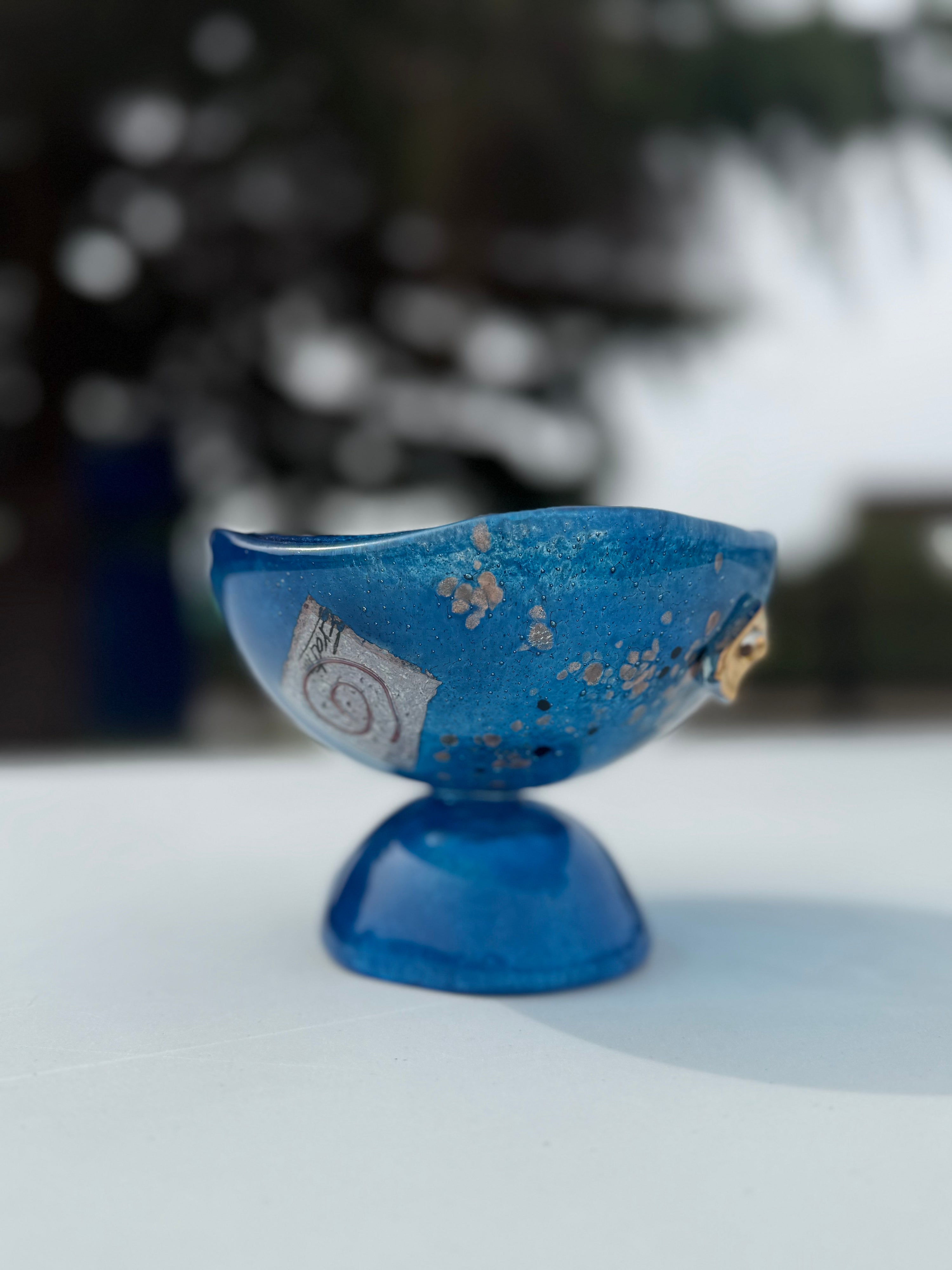 Blue & Platinum Glass Bonbon Dish