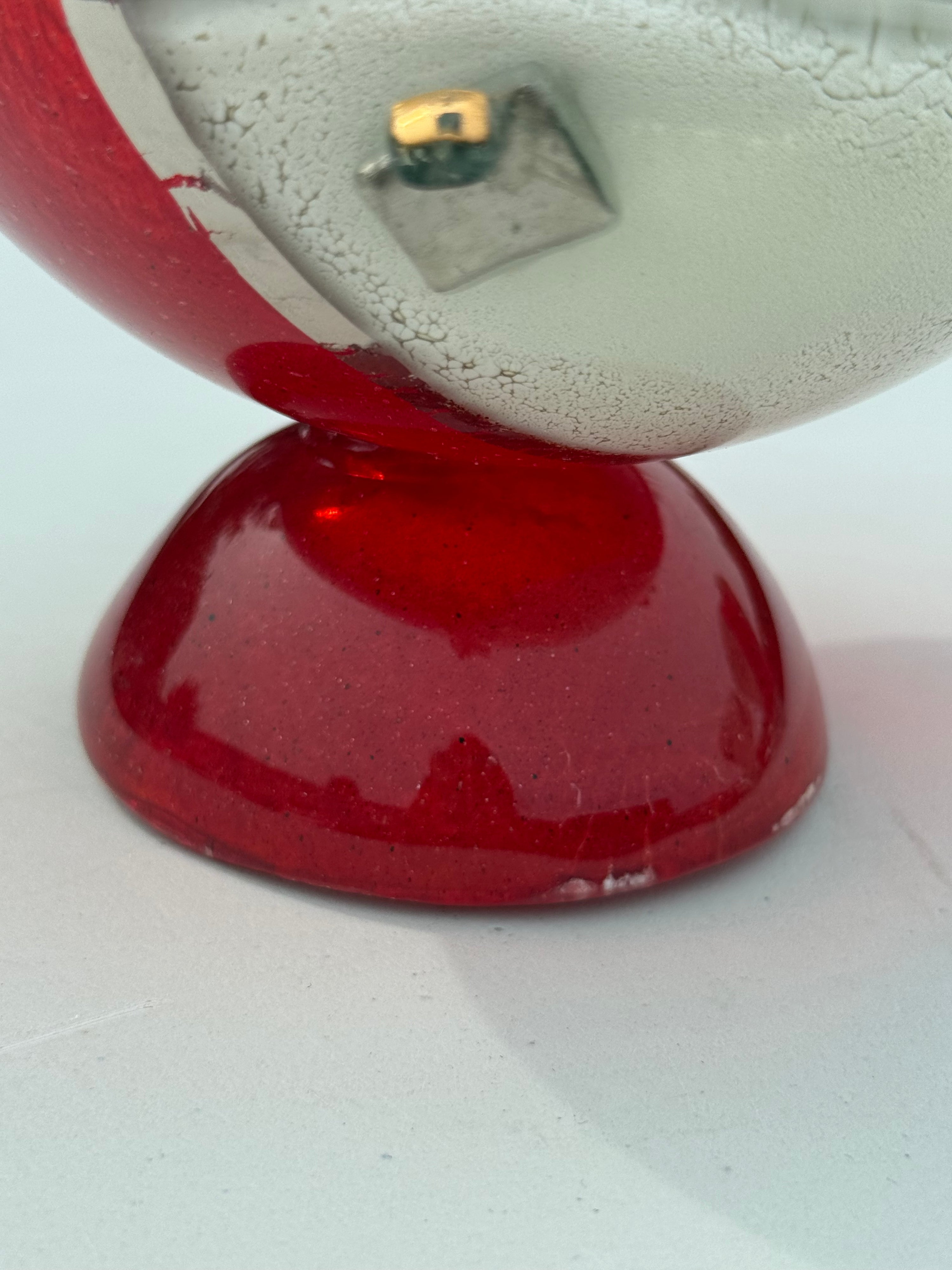 Red, White & Platinum Glass Bonbon Dish