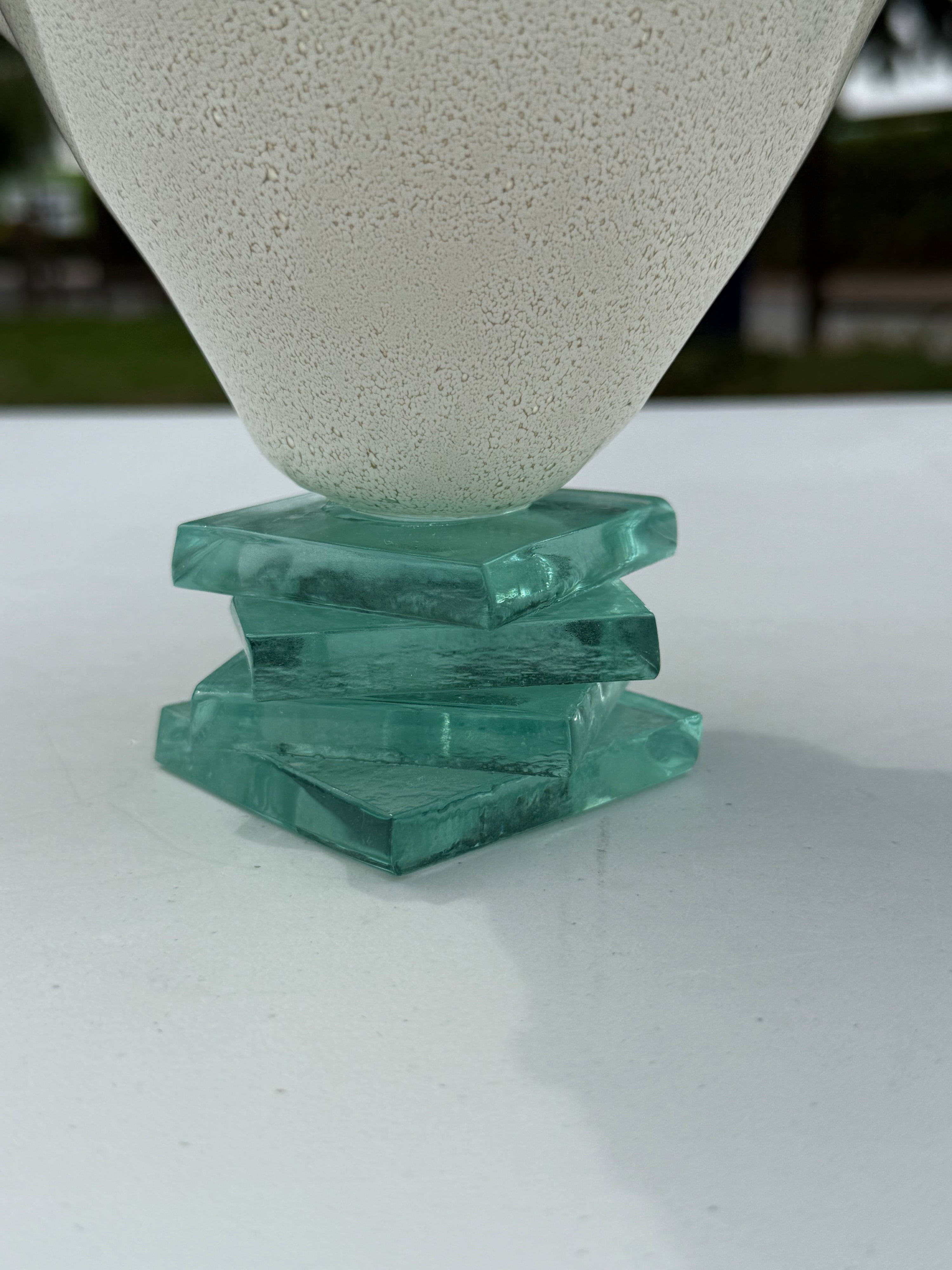 Platinum White Bowl with Stacked Glass Stand