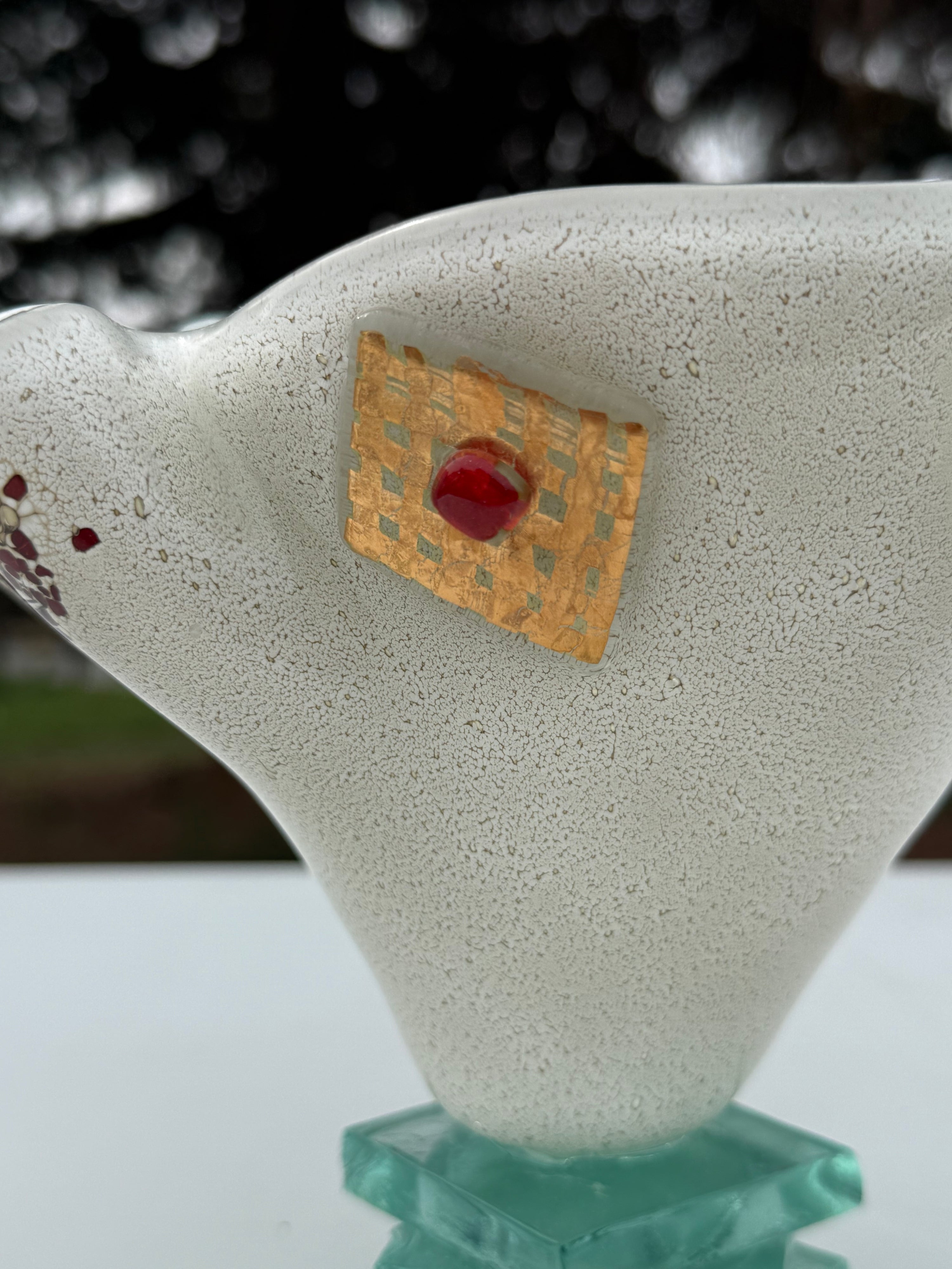 Platinum White Bowl with Stacked Glass Stand