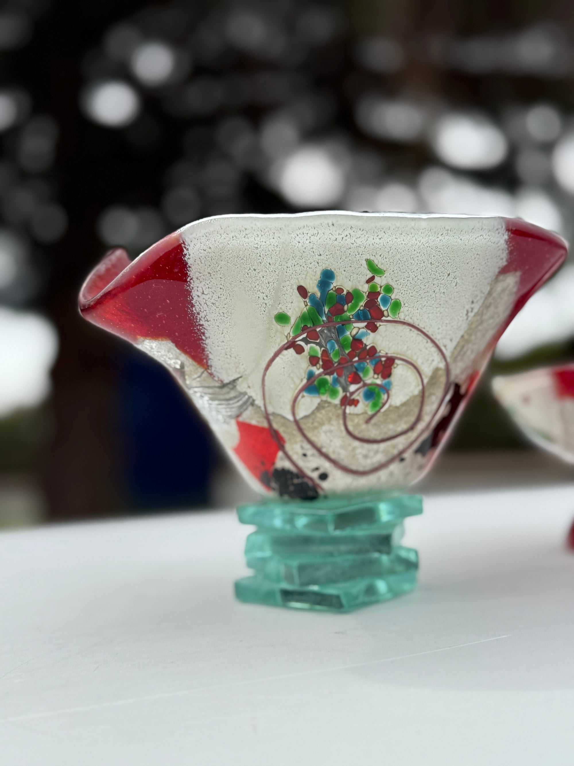 Rhea Bowl with Stacked Glass Stand