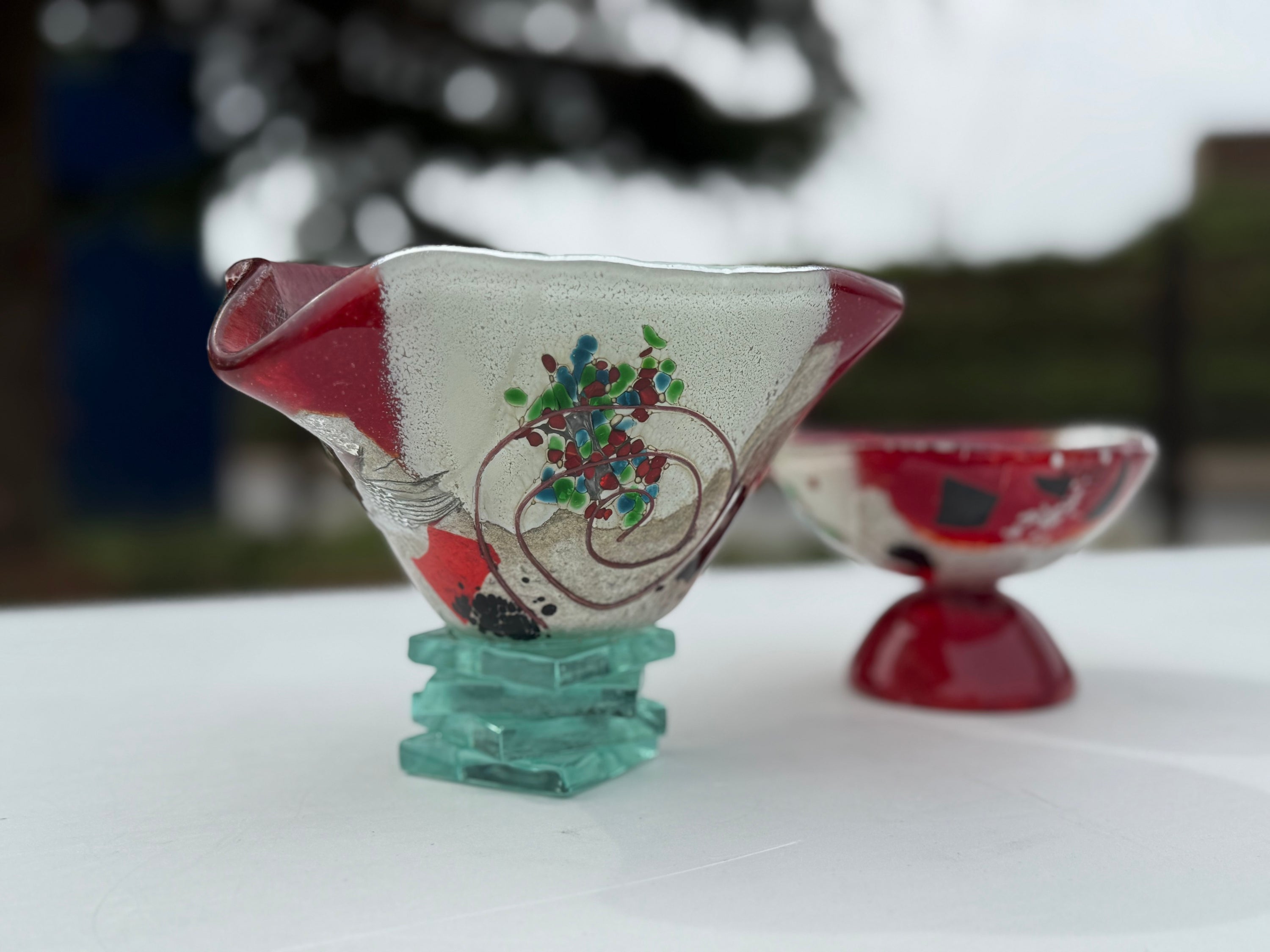Rhea Bowl with Stacked Glass Stand