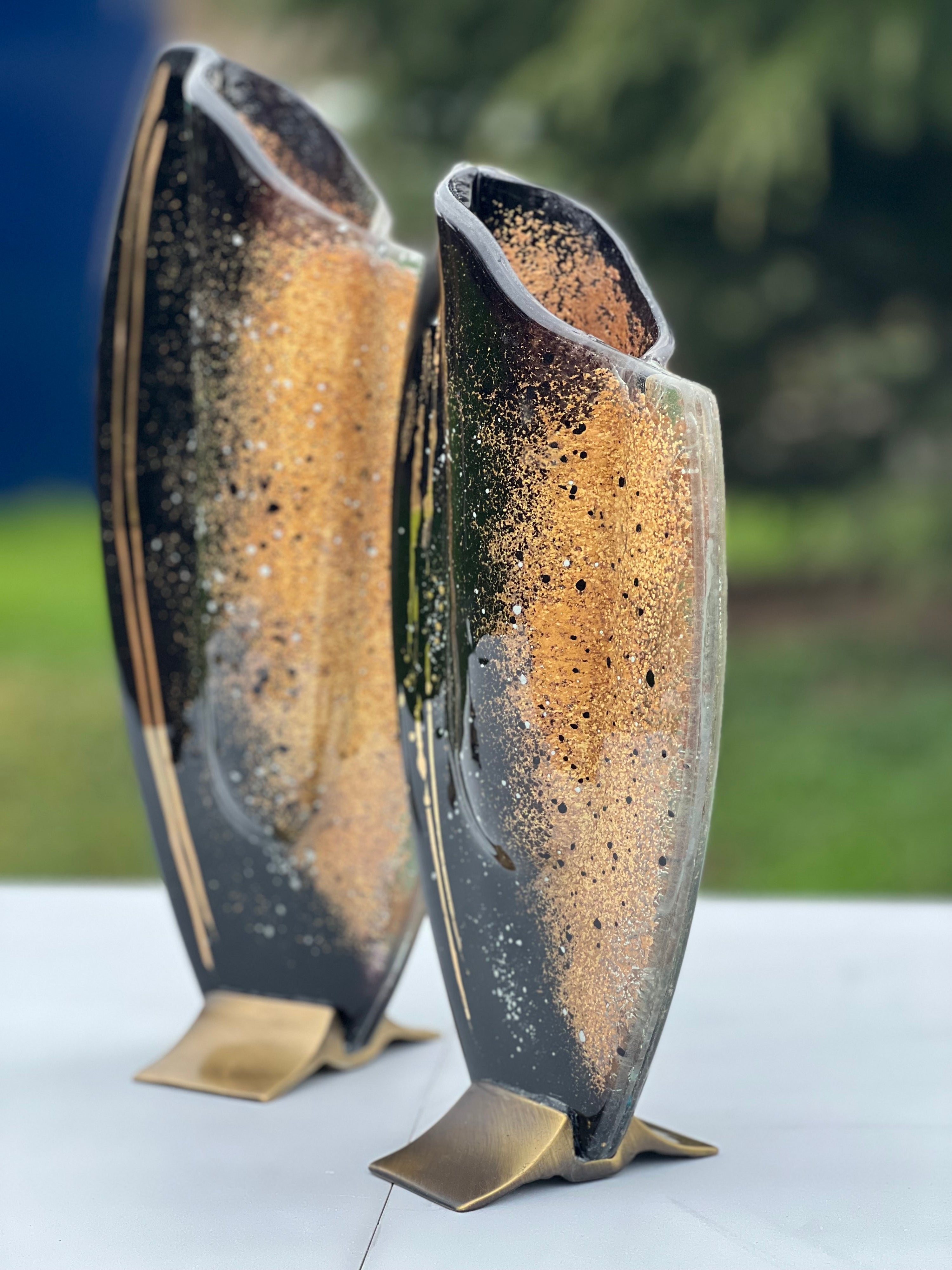 Black & Gold Oval Vase