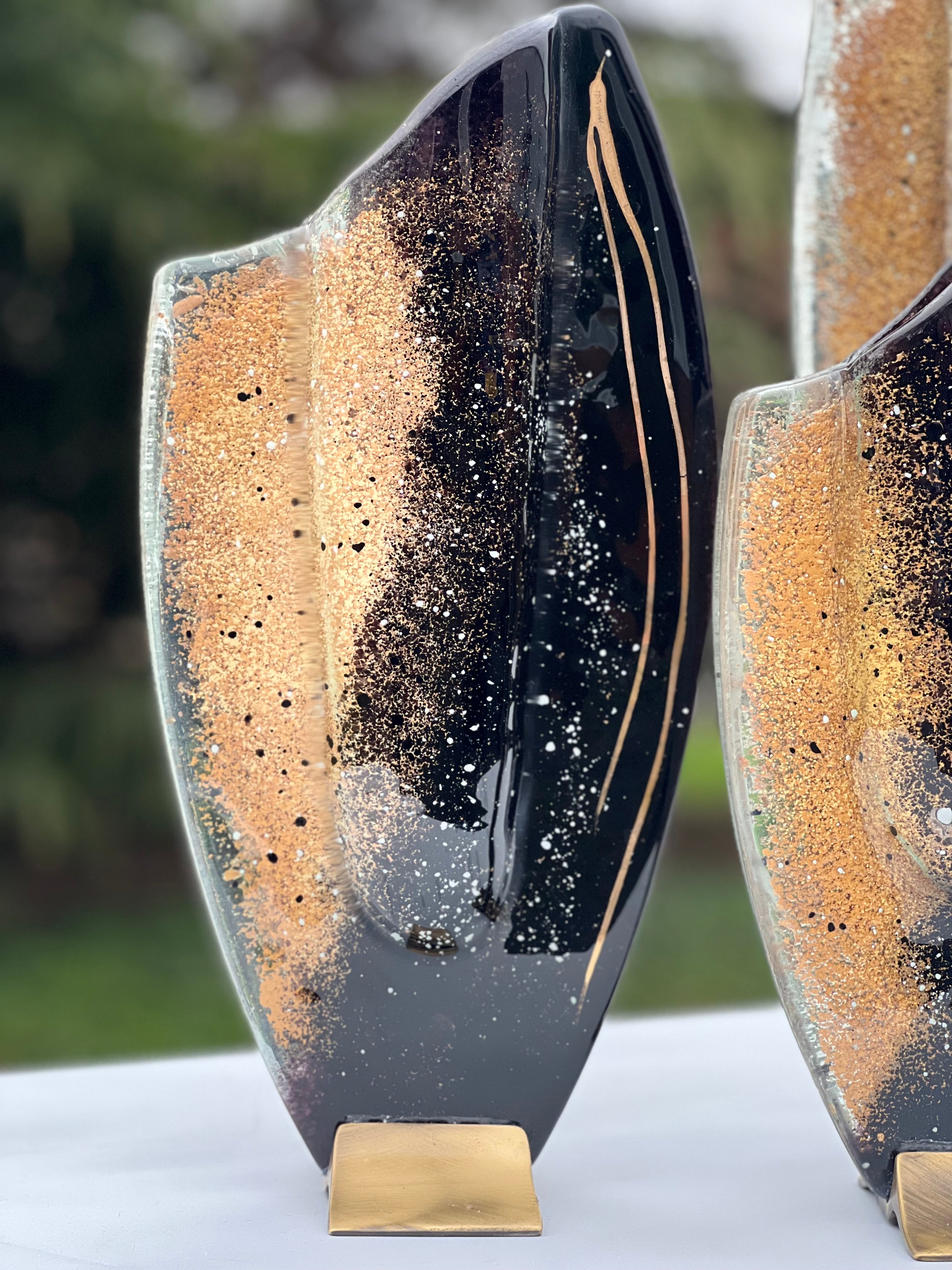 Black & Gold Oval Vase