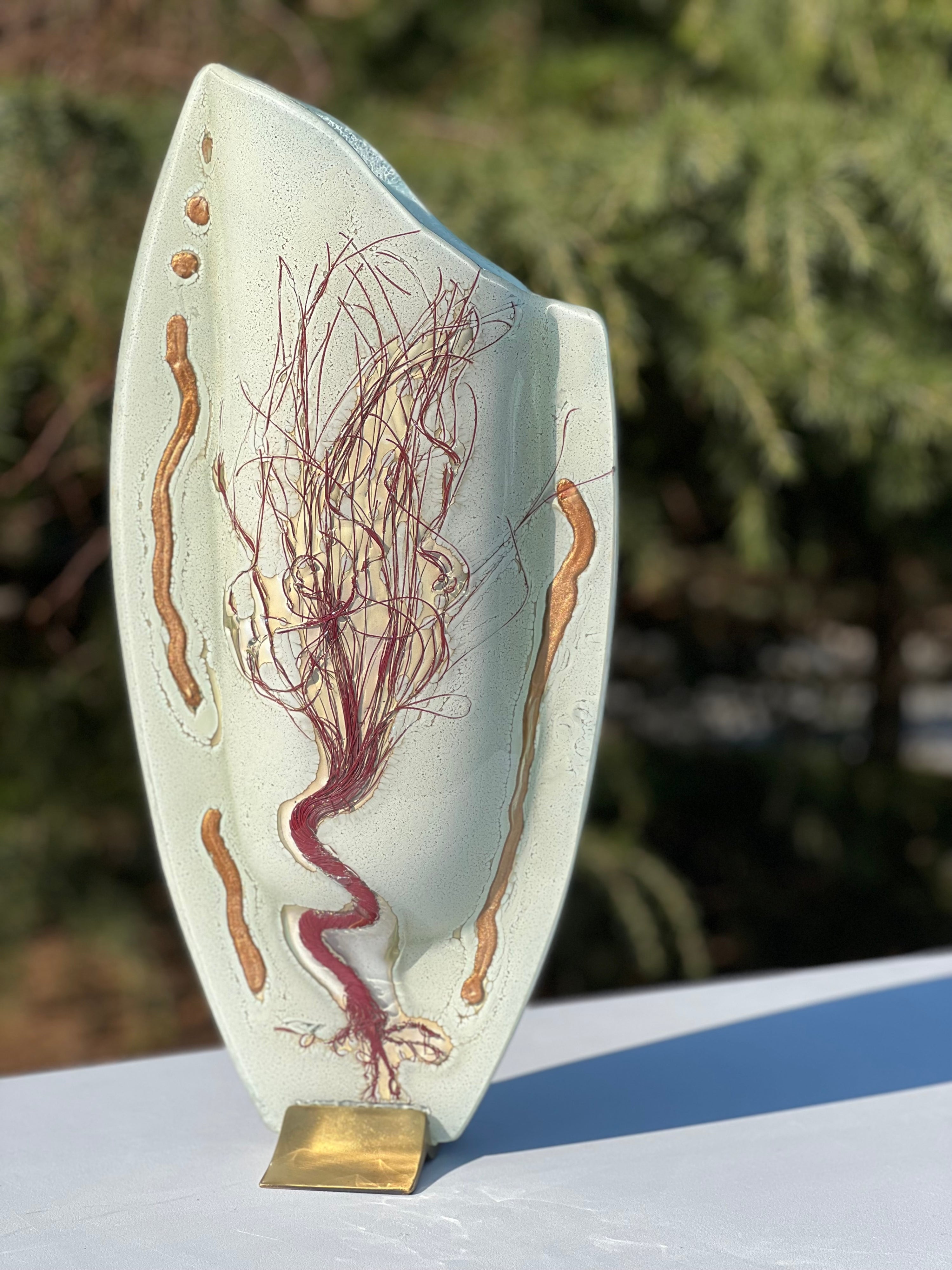 Iced White - (Autumn Tree) Oval Vase
