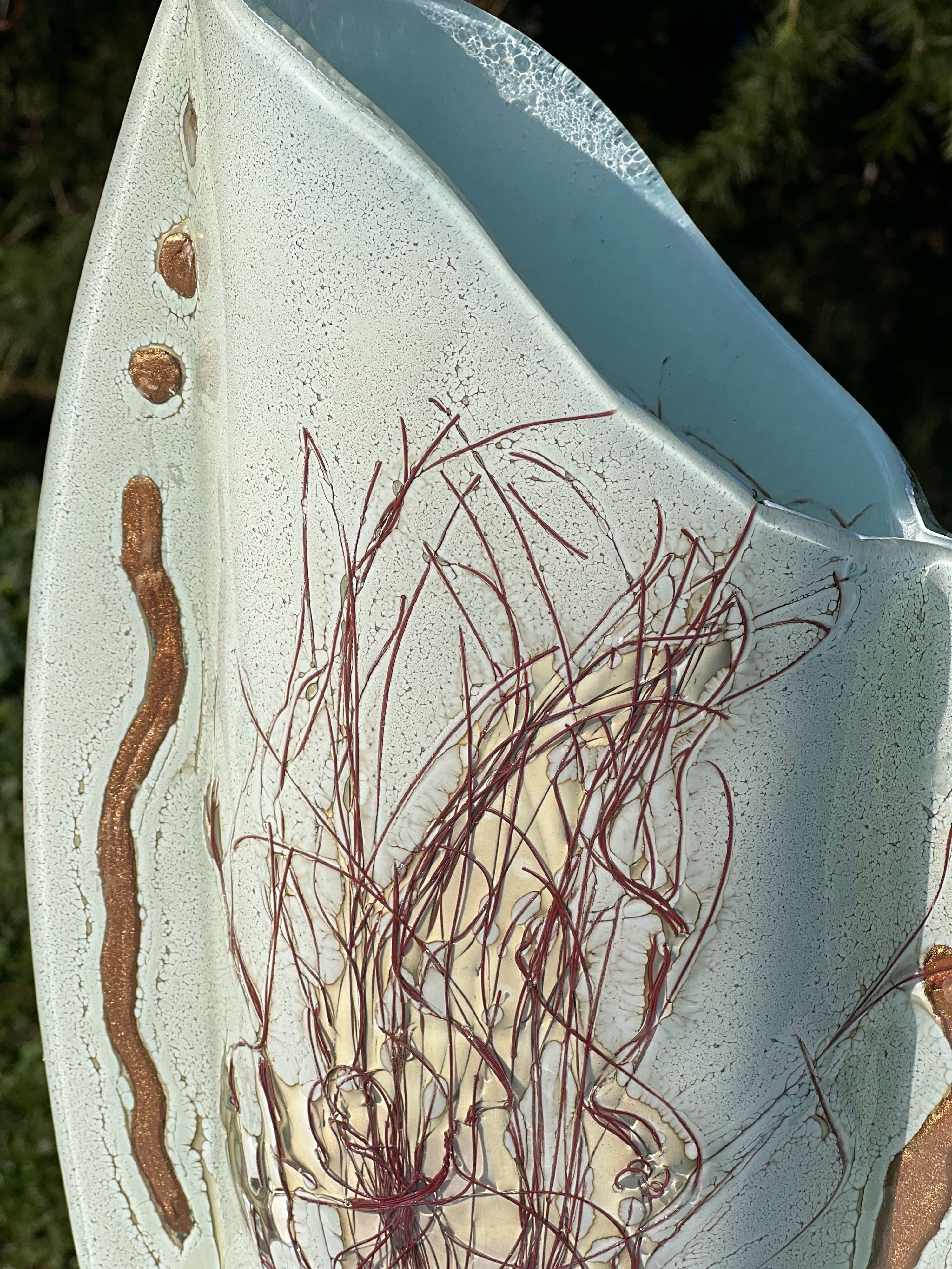 Iced White - (Autumn Tree) Oval Vase
