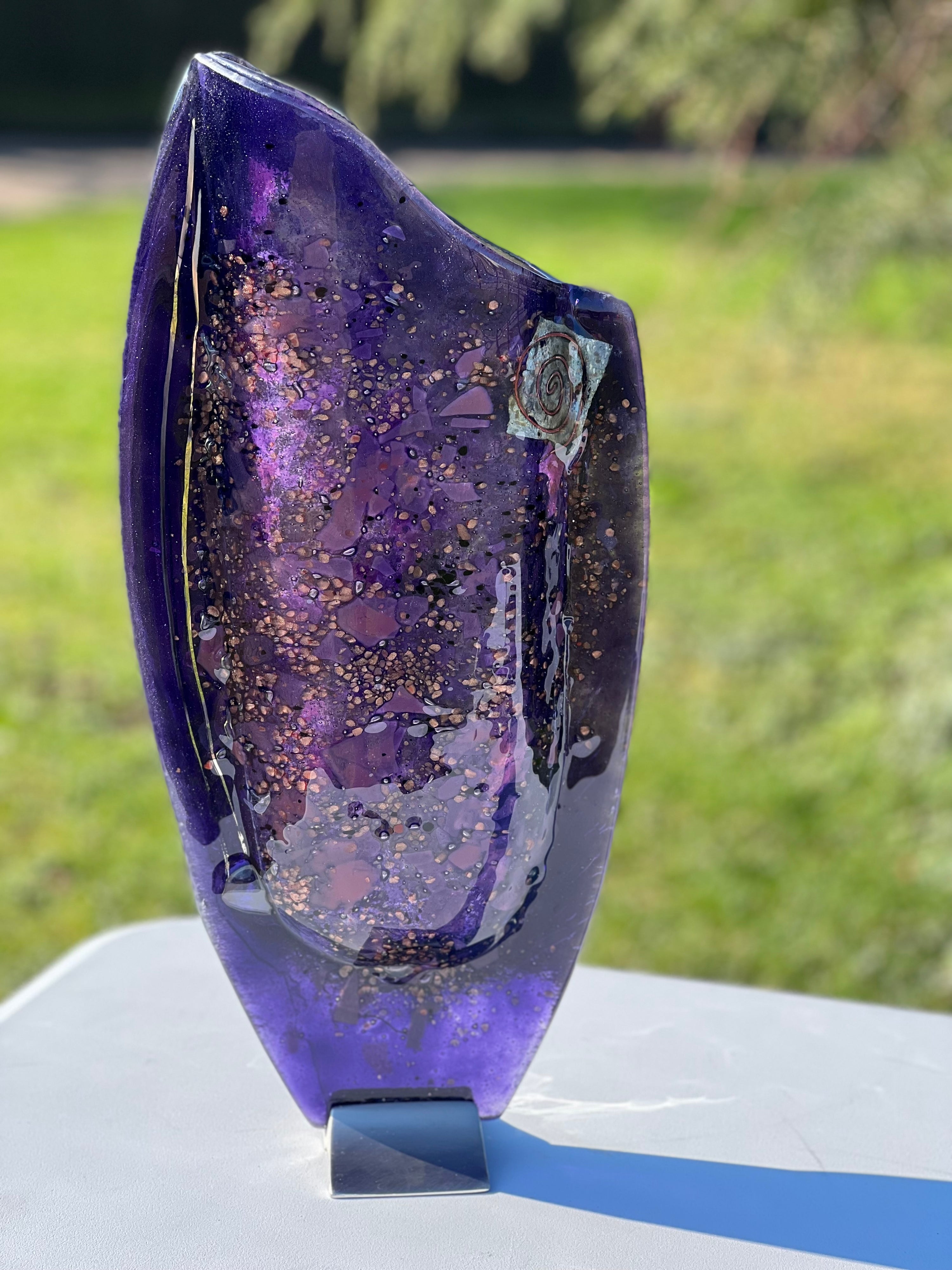 Mauve & Platinum Oval Vase