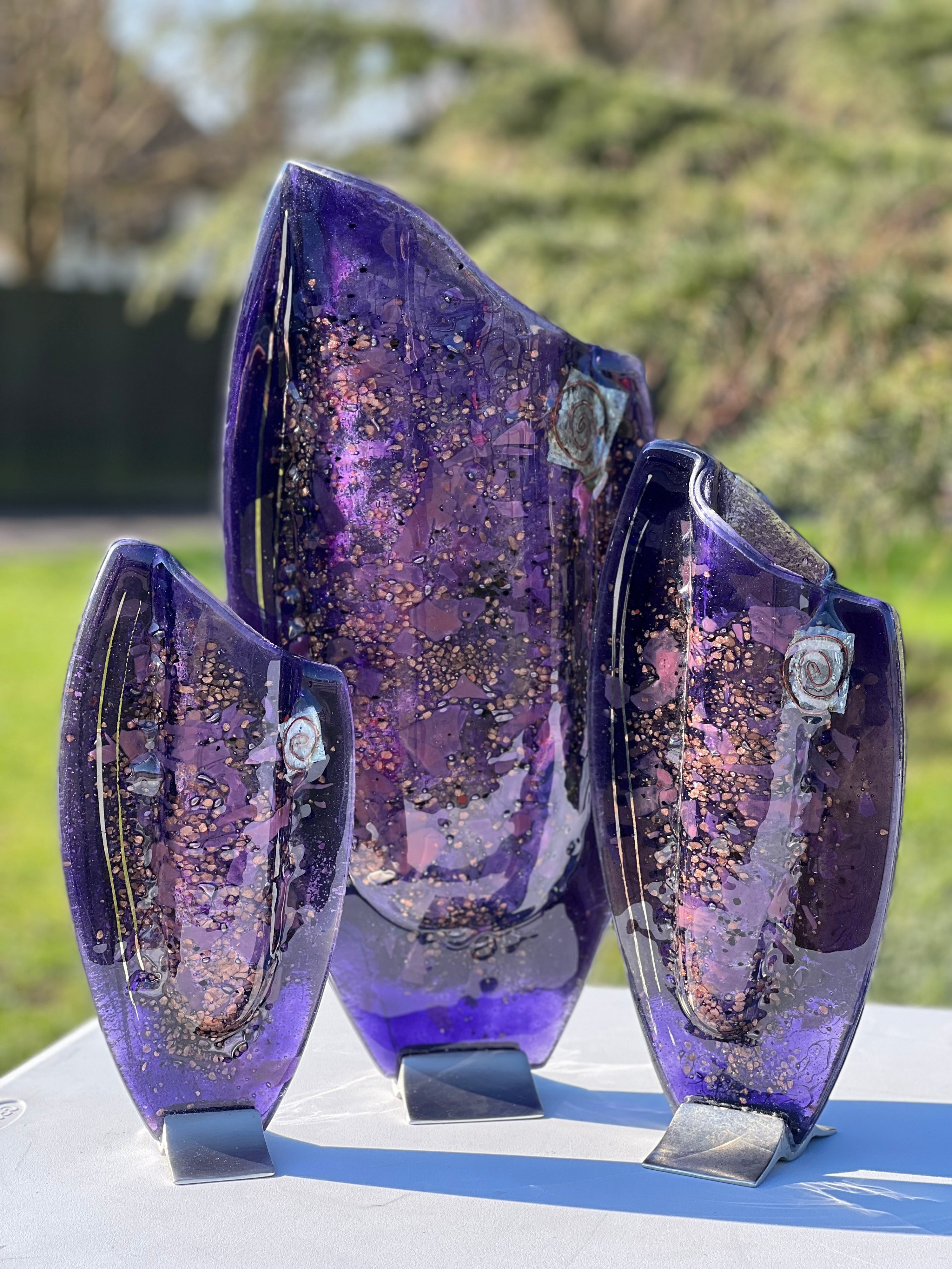 Mauve & Platinum Oval Vase