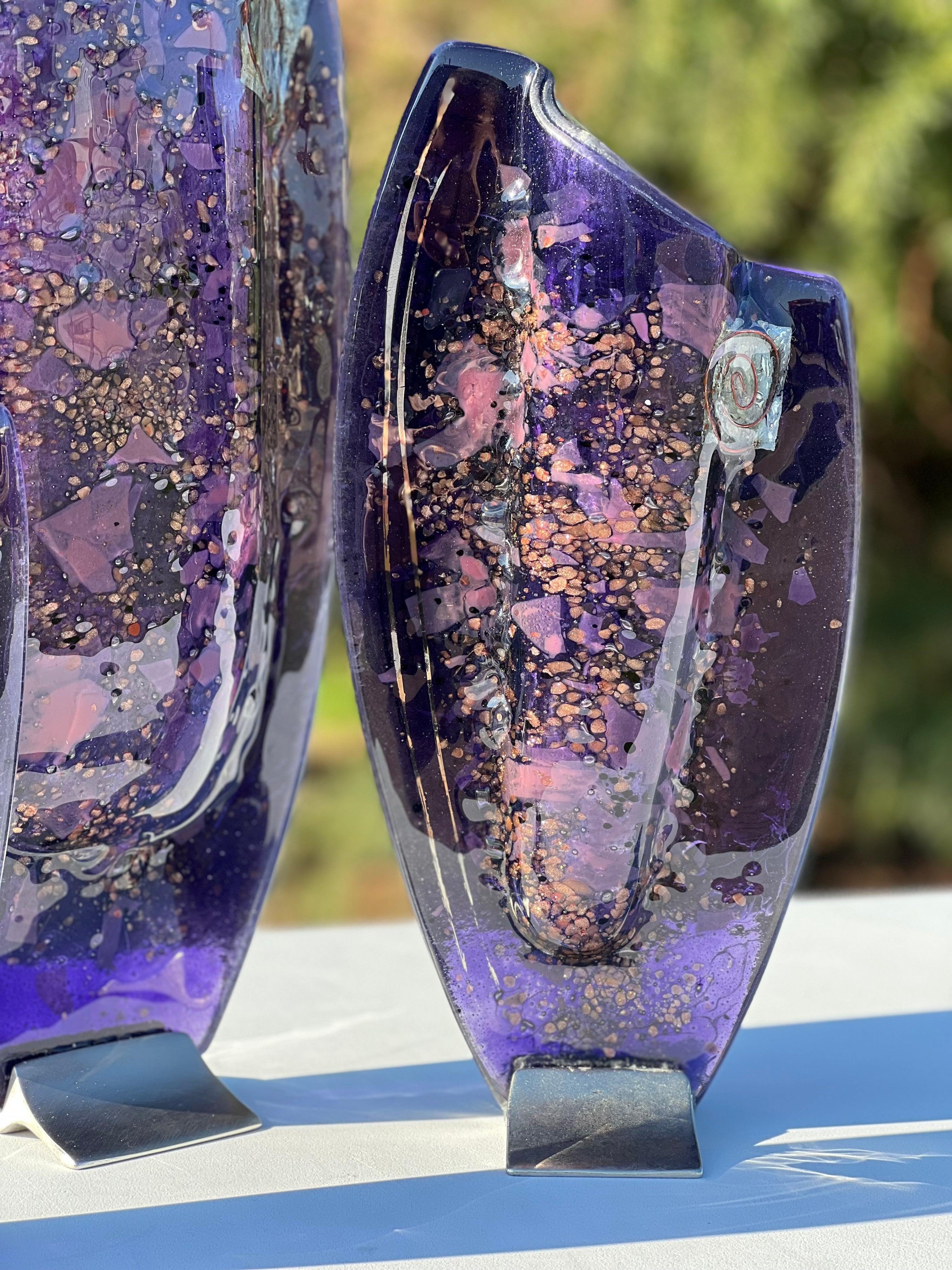 Mauve & Platinum Oval Vase