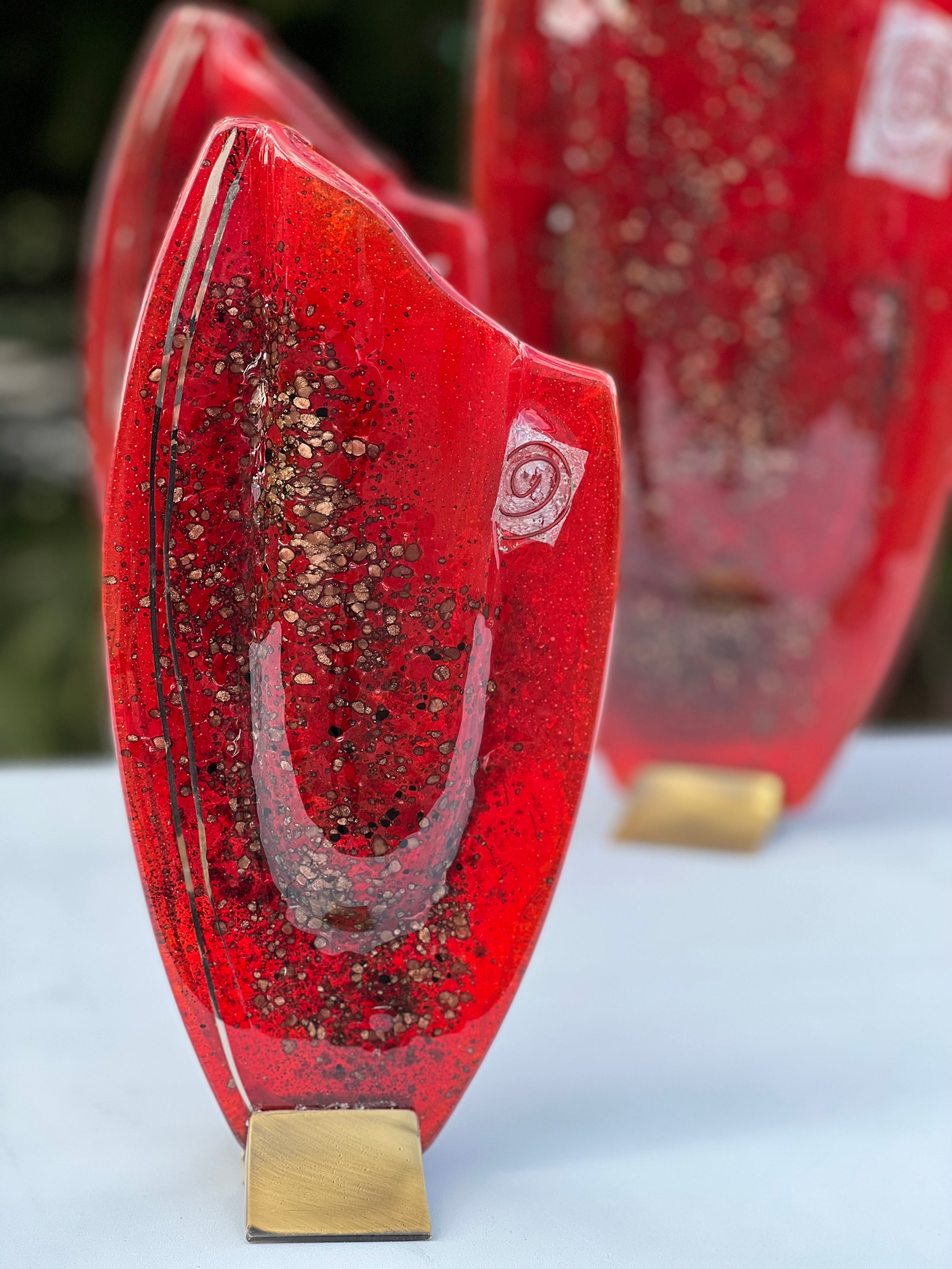 Red & Platinum Oval Vase