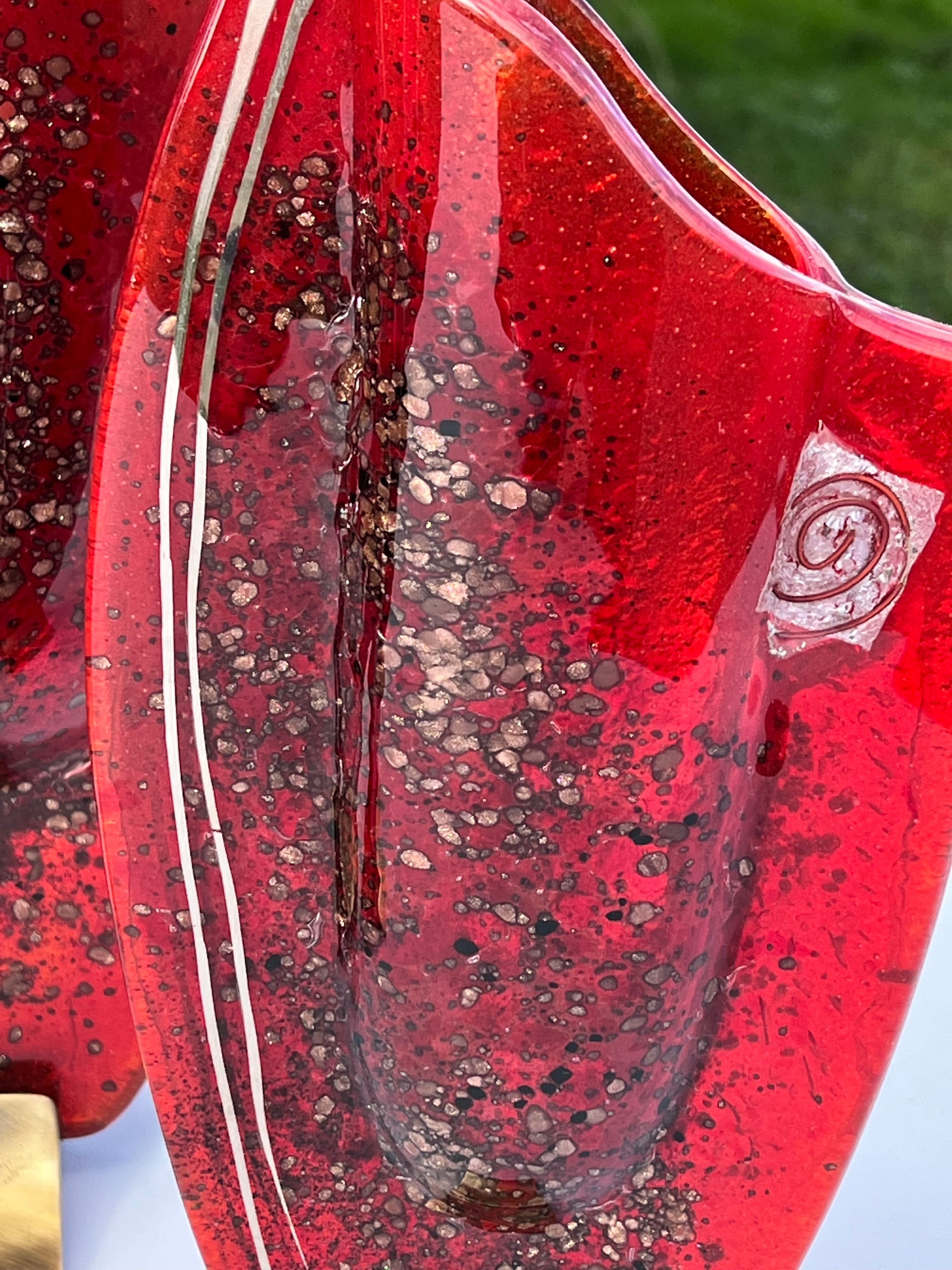 Red & Platinum Oval Vase