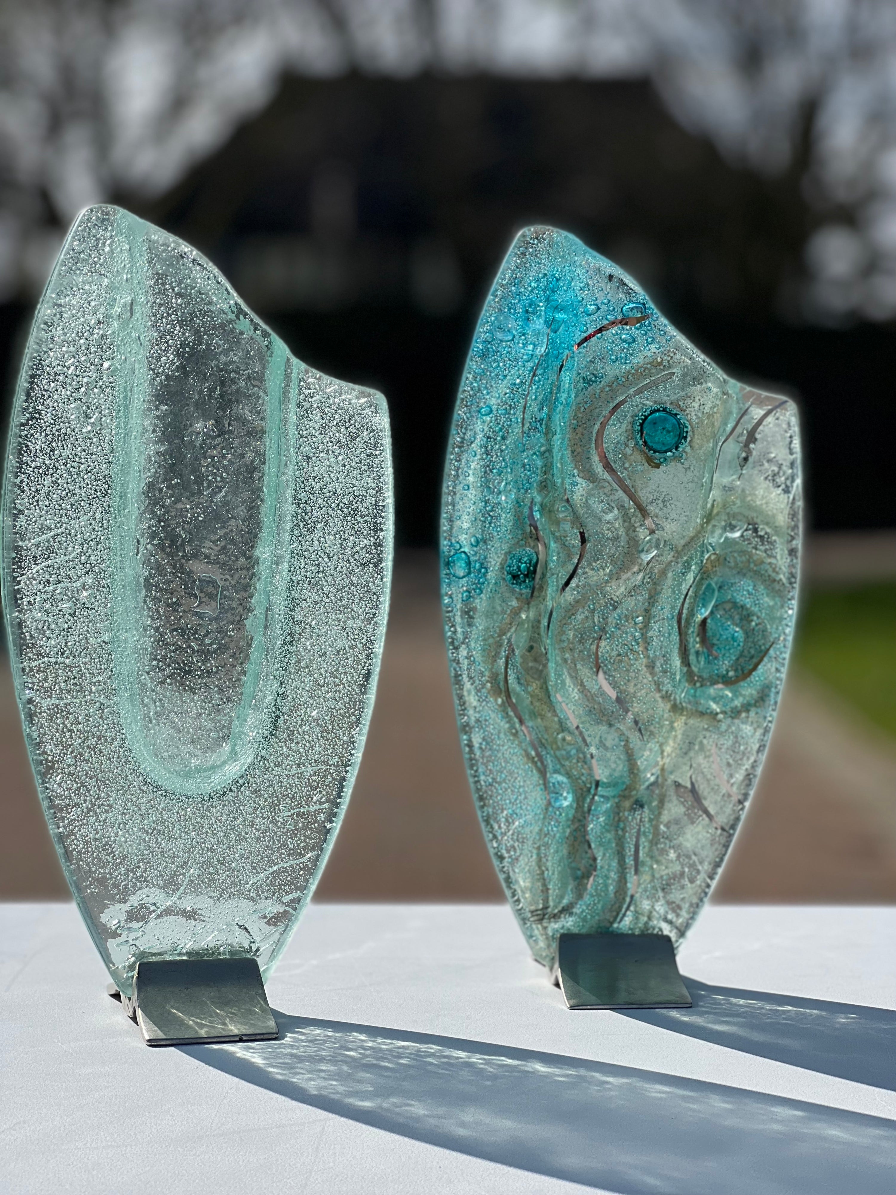 Crystal Aqua Oval Vase