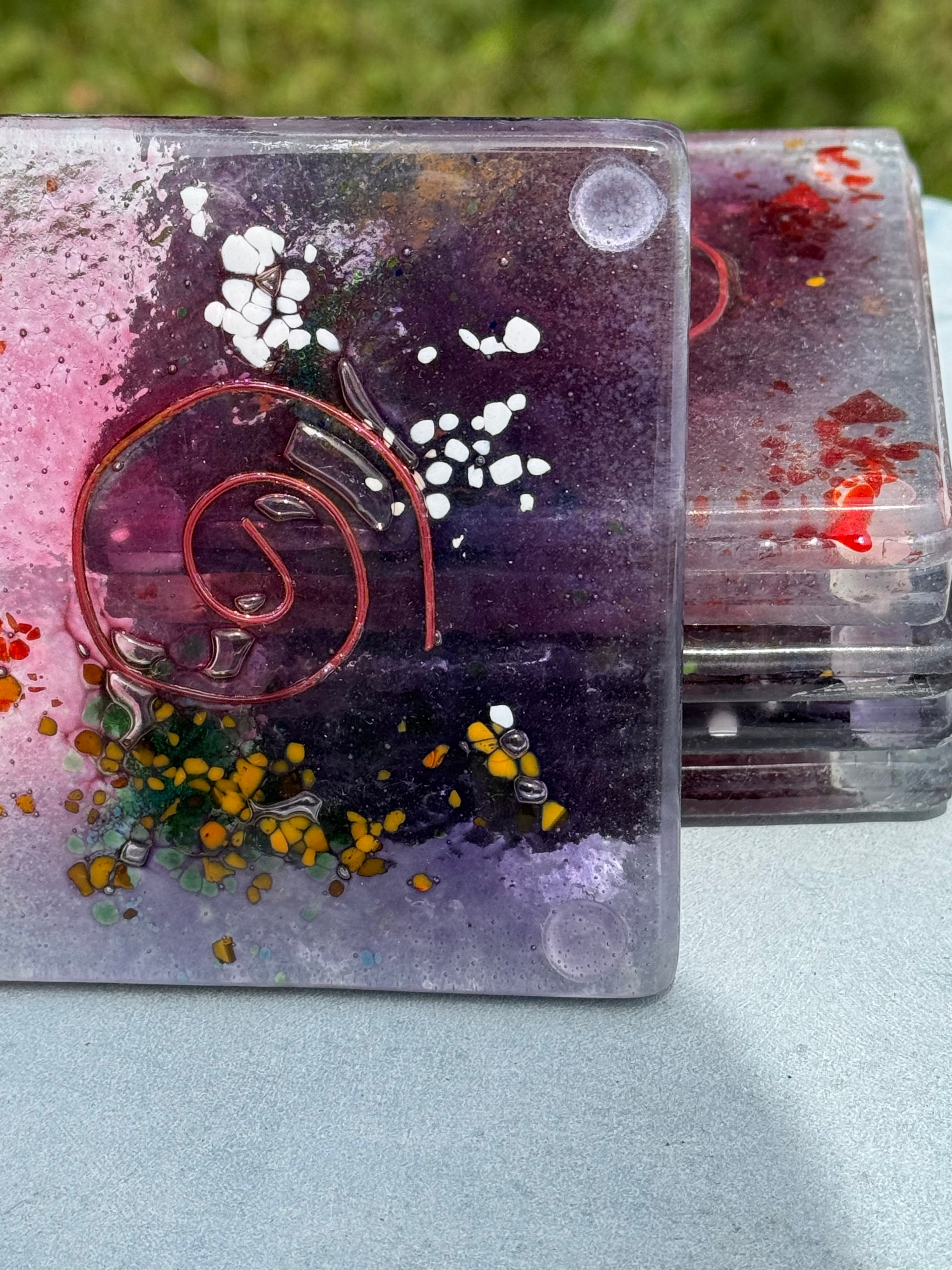 Tricolore Mauve Coasters (Square)