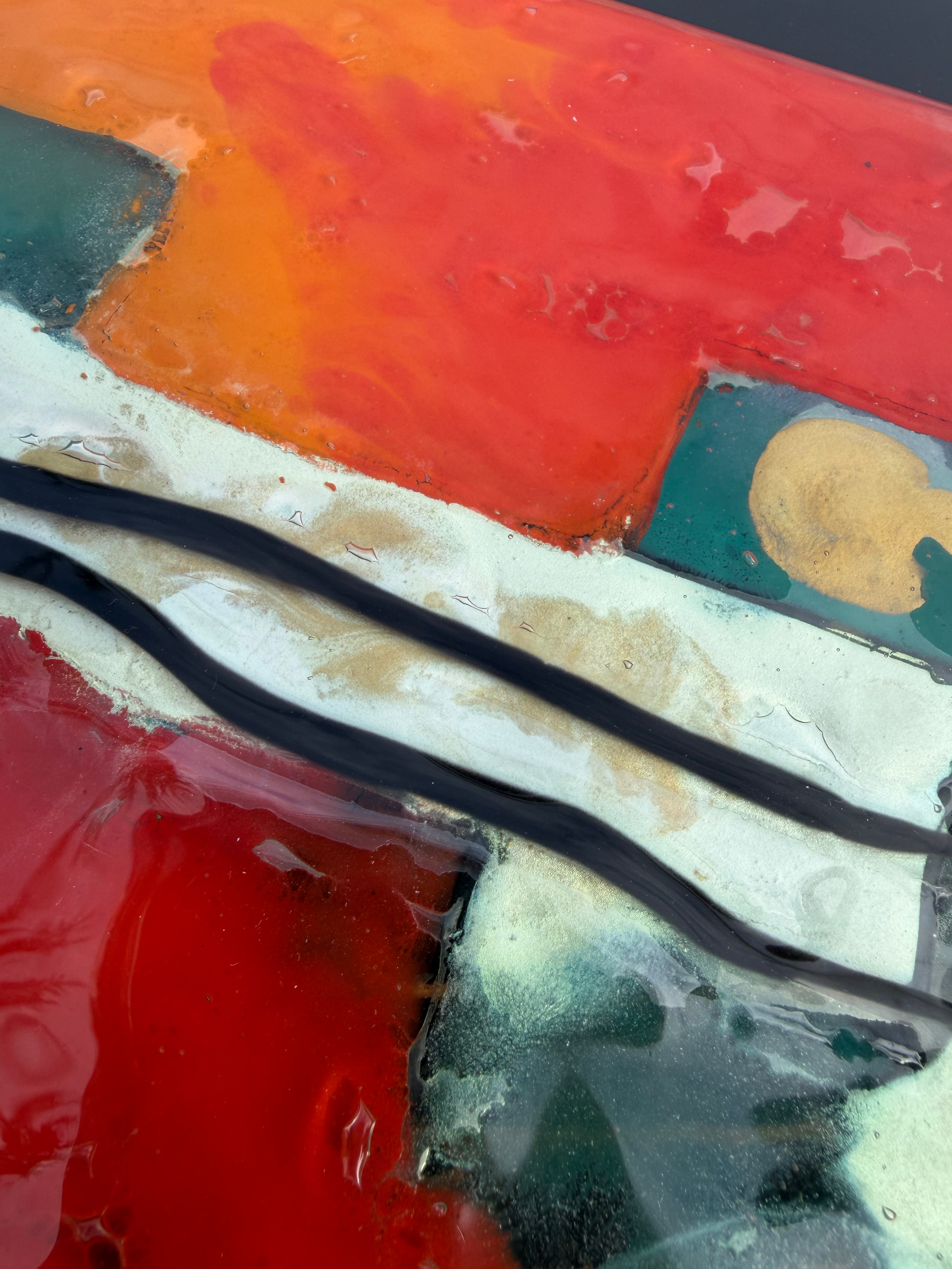 Dancers in Autumn - Fused Glass Wall Art with Black Panel