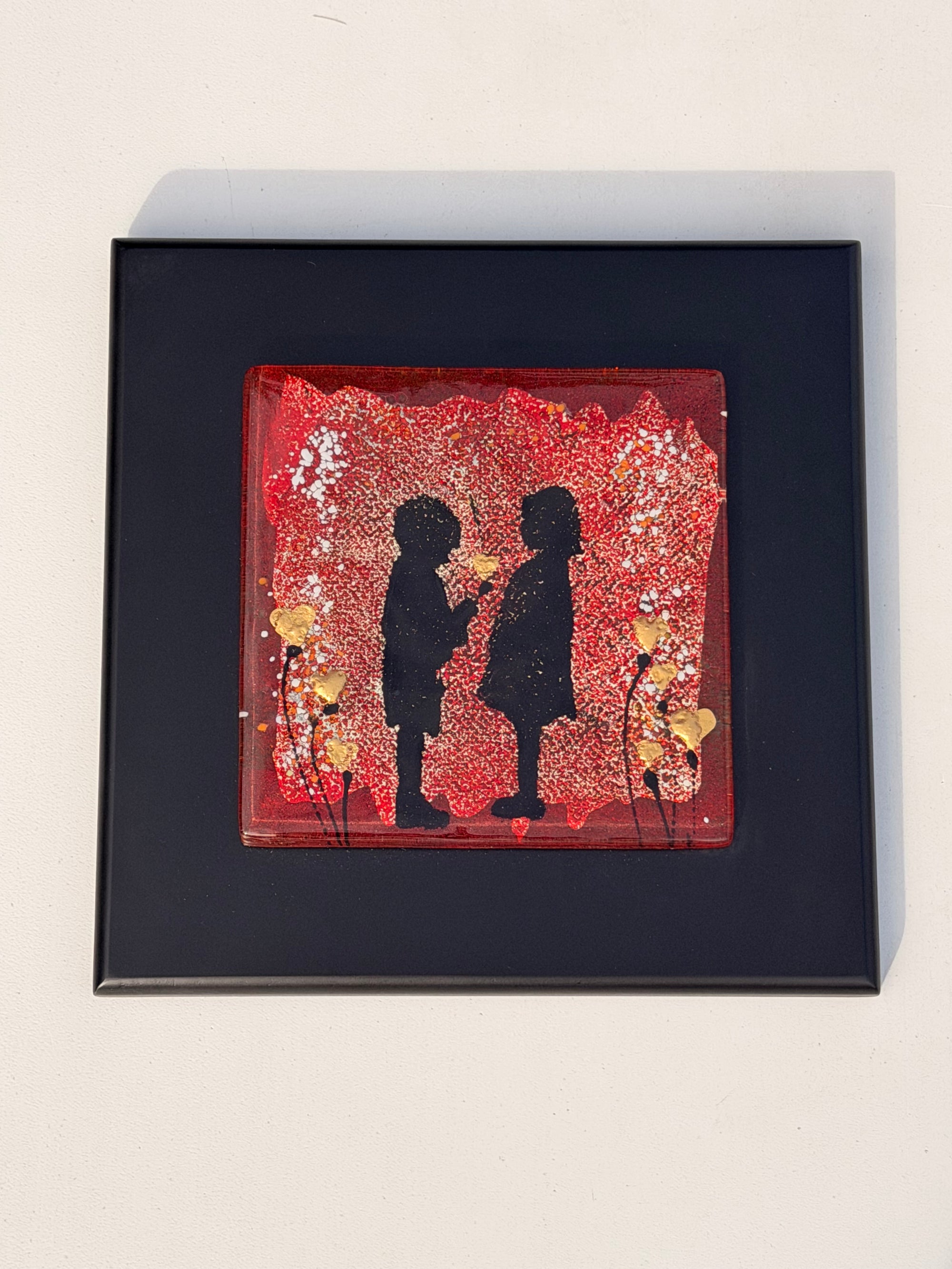 Little People - Fused Glass Wall Art with Black Panel