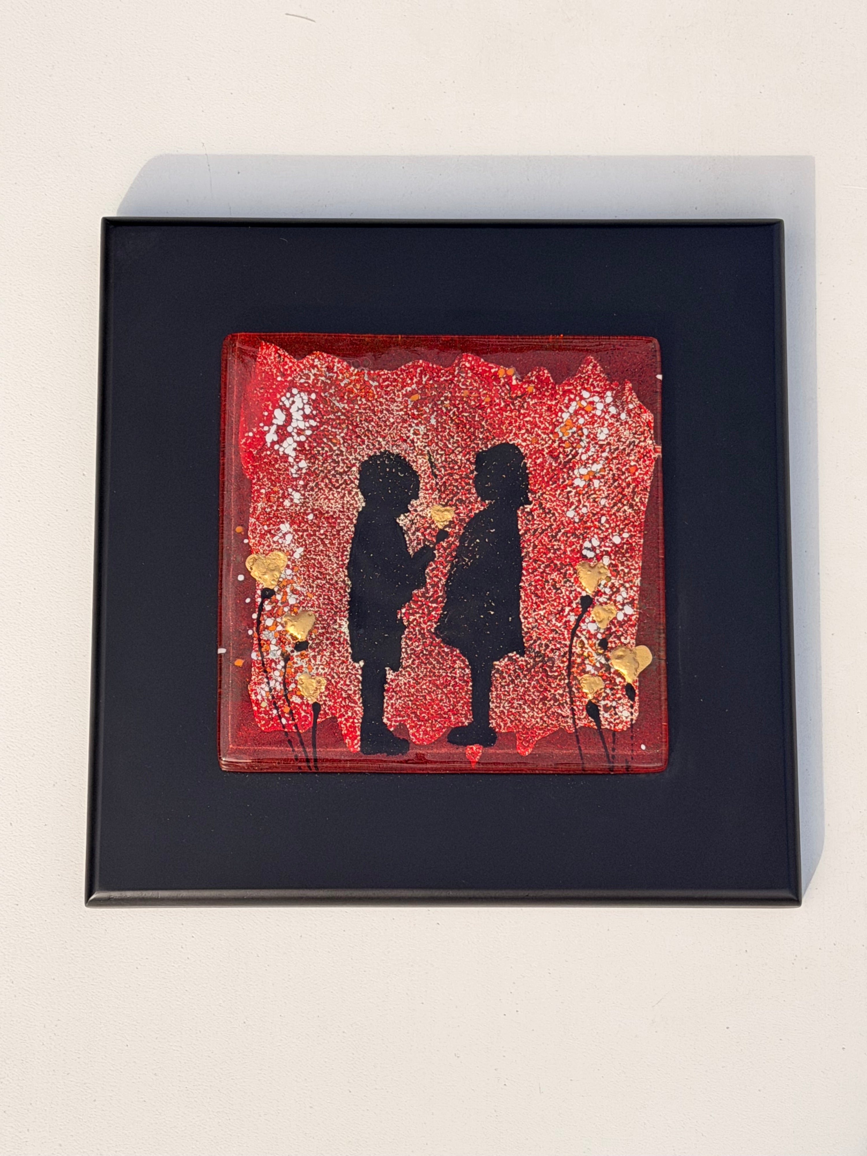 Little People - Fused Glass Wall Art with Black Panel