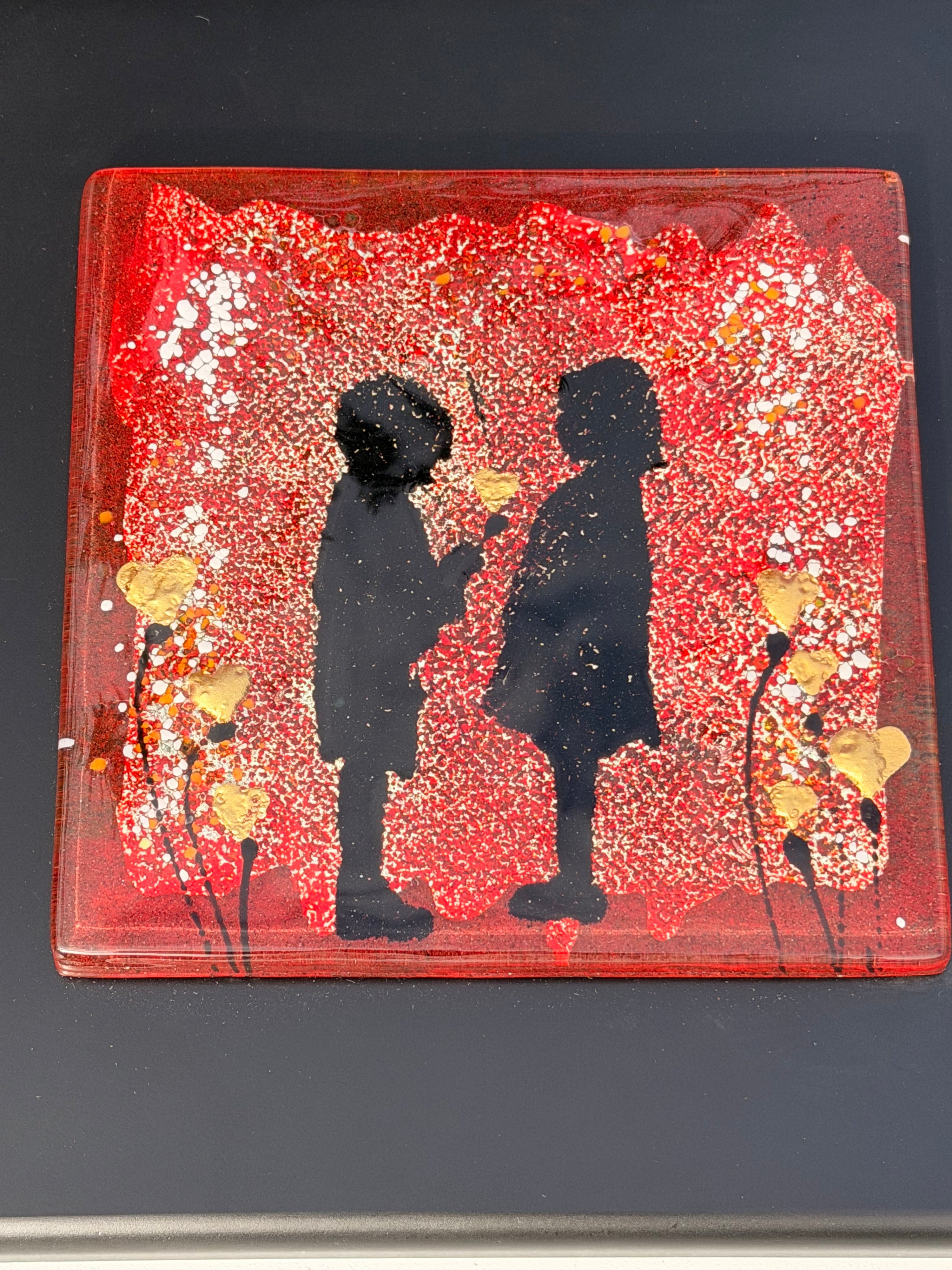 Little People - Fused Glass Wall Art with Black Panel
