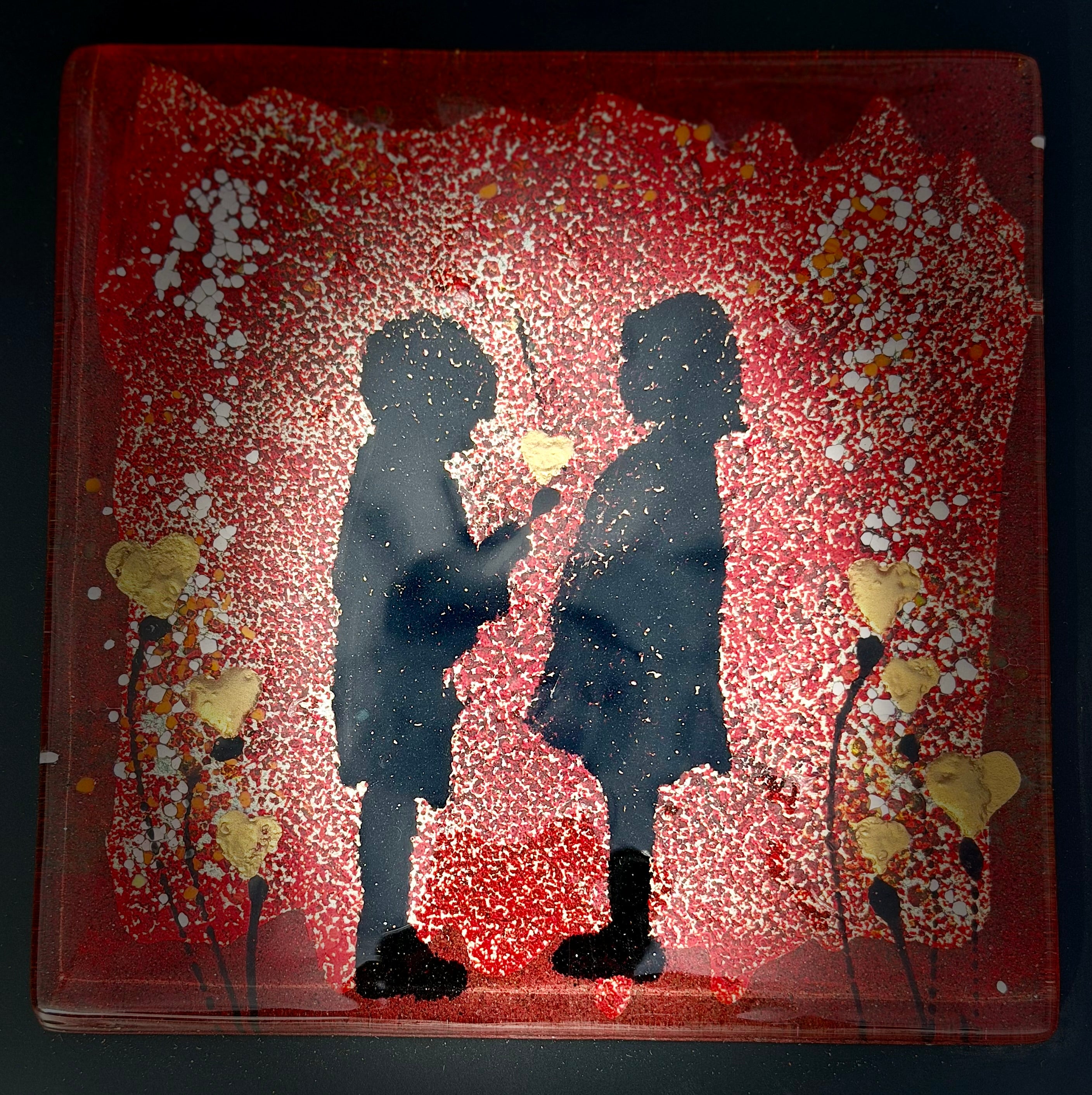 Little People - Fused Glass Wall Art with Black Panel