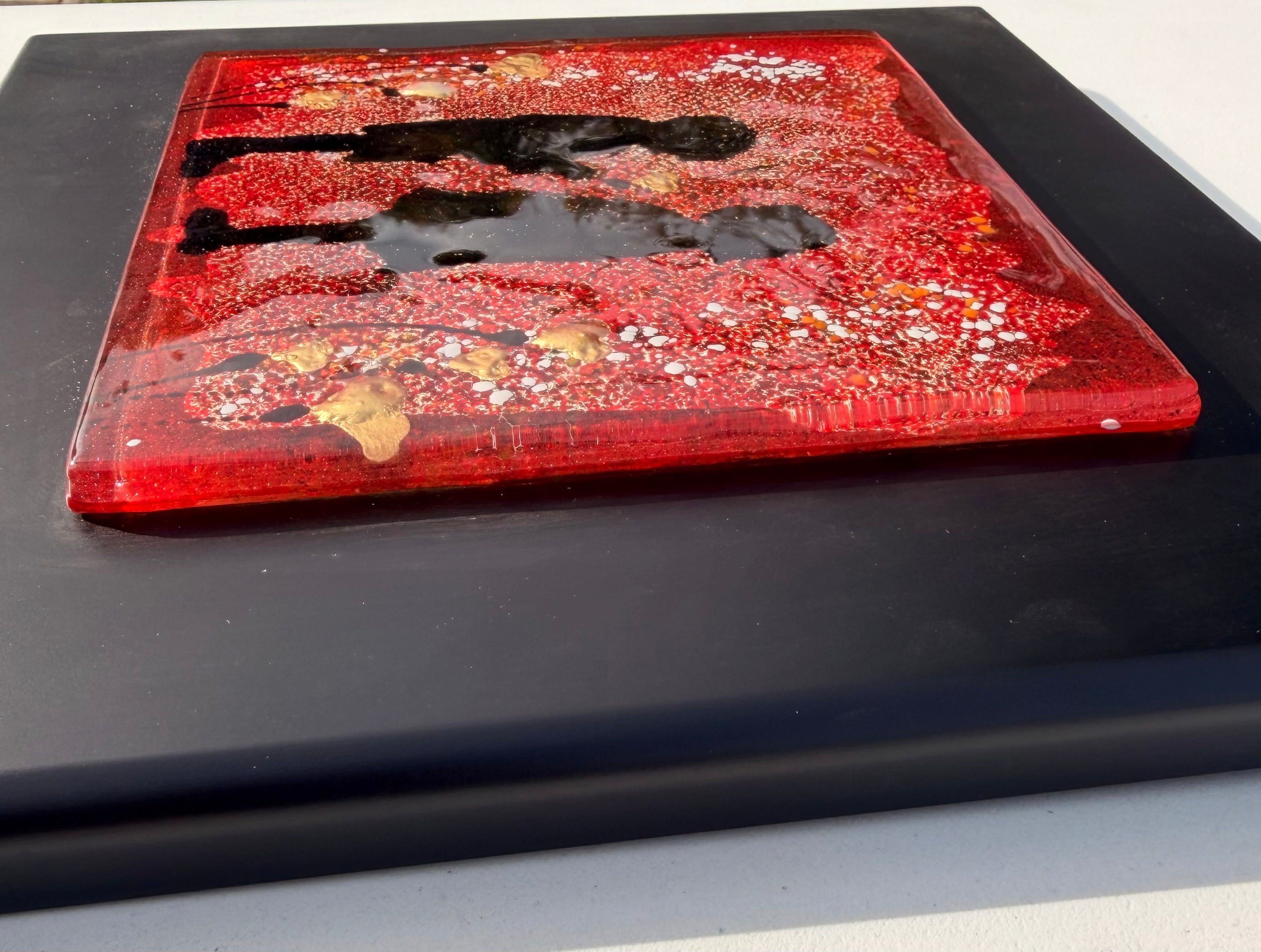 Little People - Fused Glass Wall Art with Black Panel